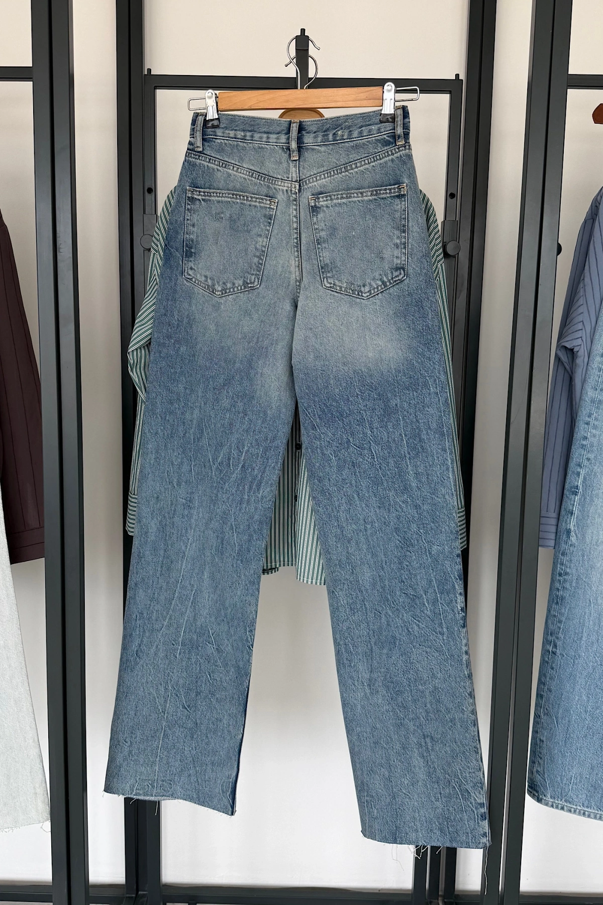 Full Length Wide Leg Jean Mavi Yıkamalı