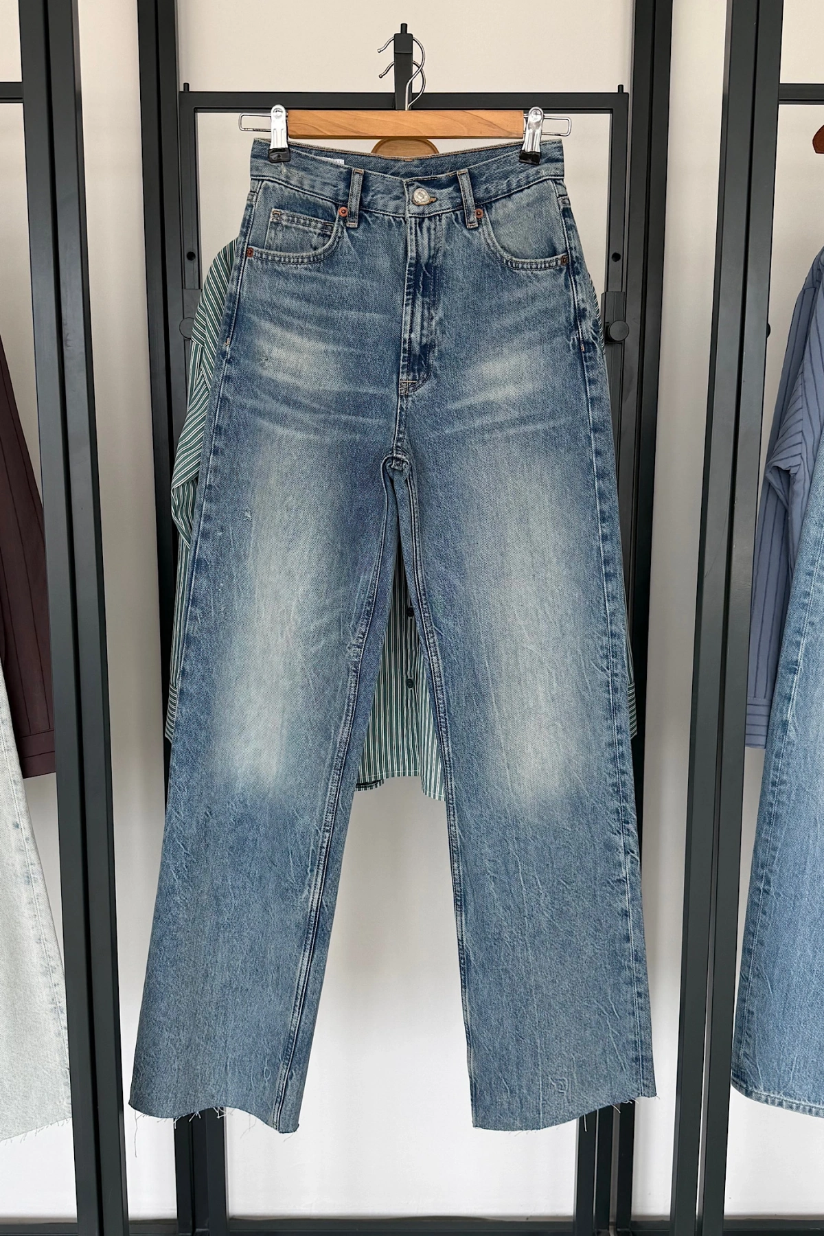 Full Length Wide Leg Jean Mavi Yıkamalı