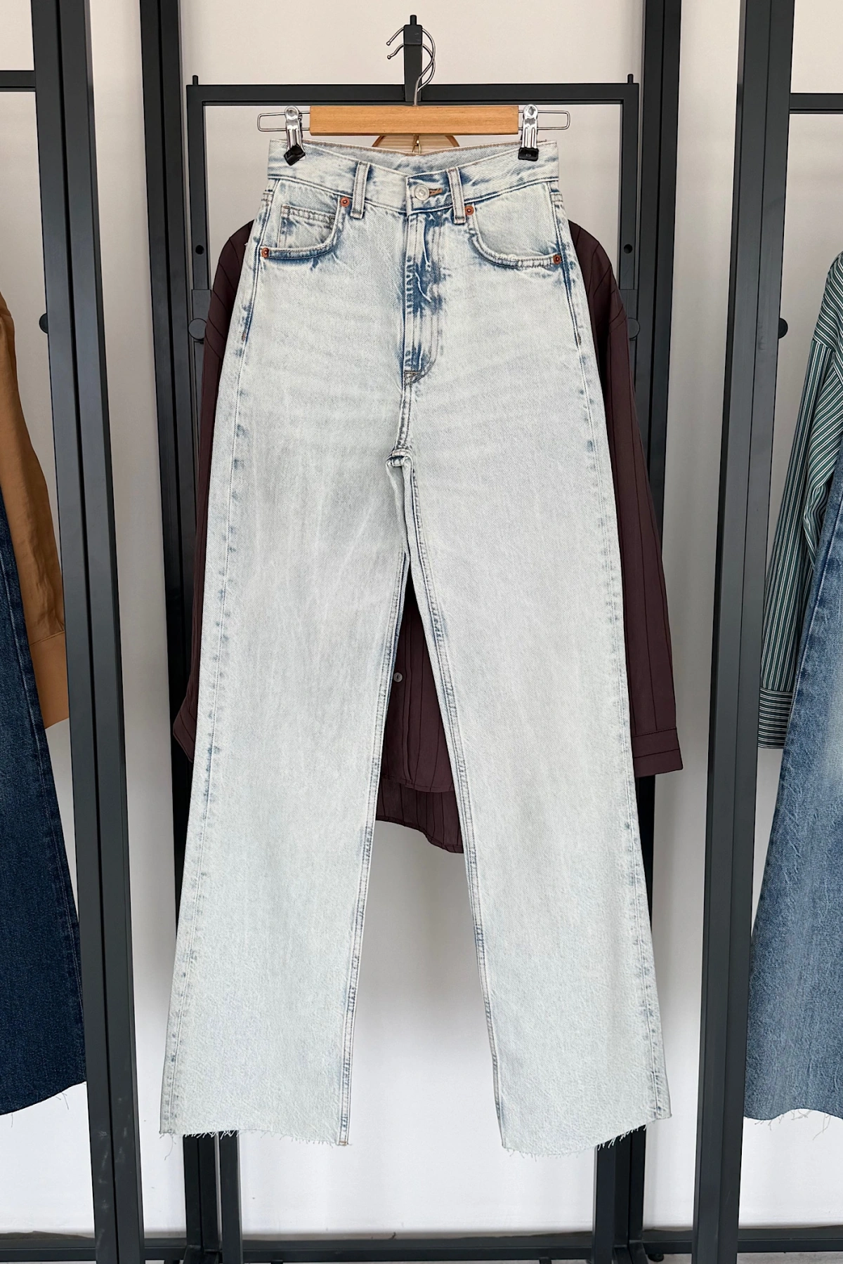 Full Length Wide Leg Jean Kar Yıkama