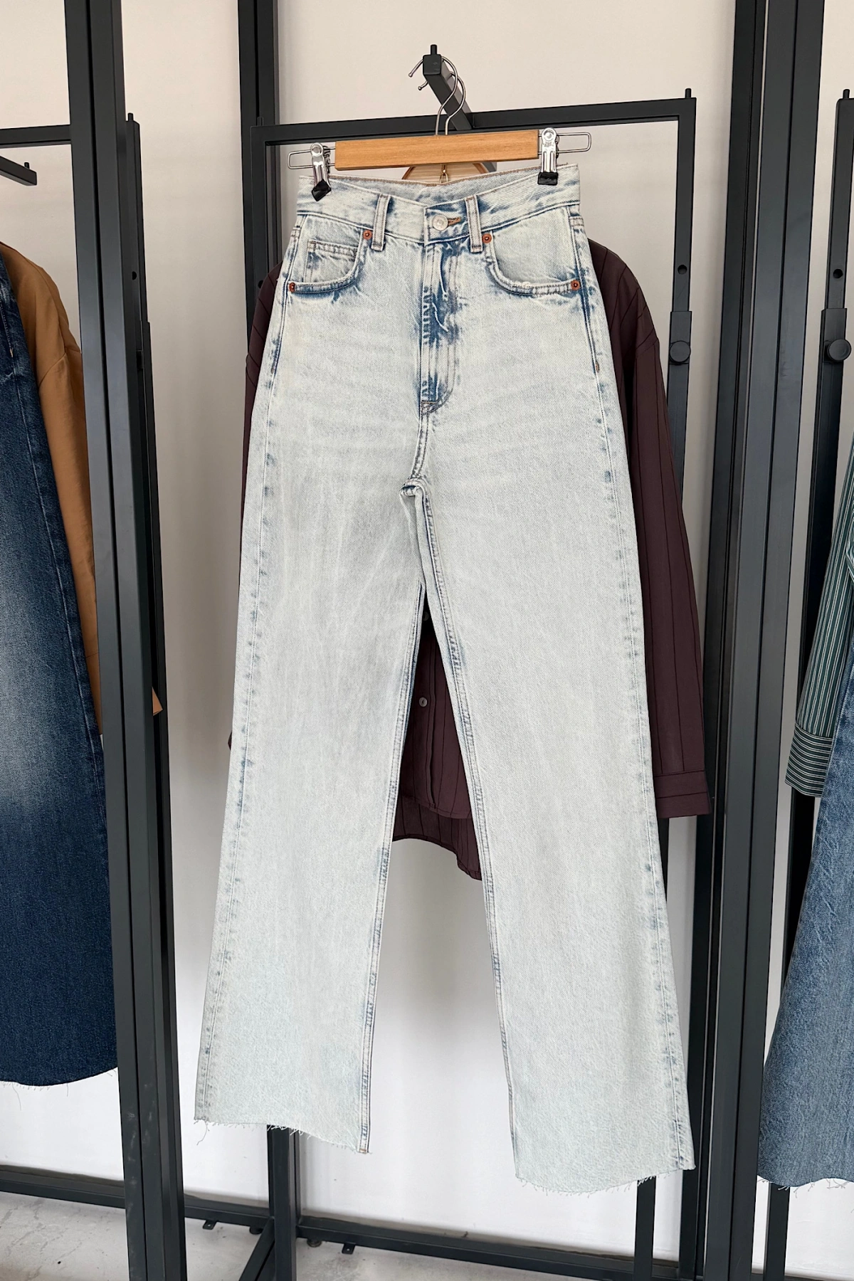 Full Length Wide Leg Jean Kar Yıkama