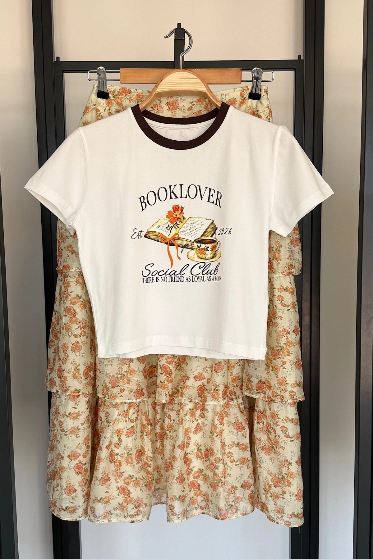 BookLover Baskılı T-Shirt Ekru