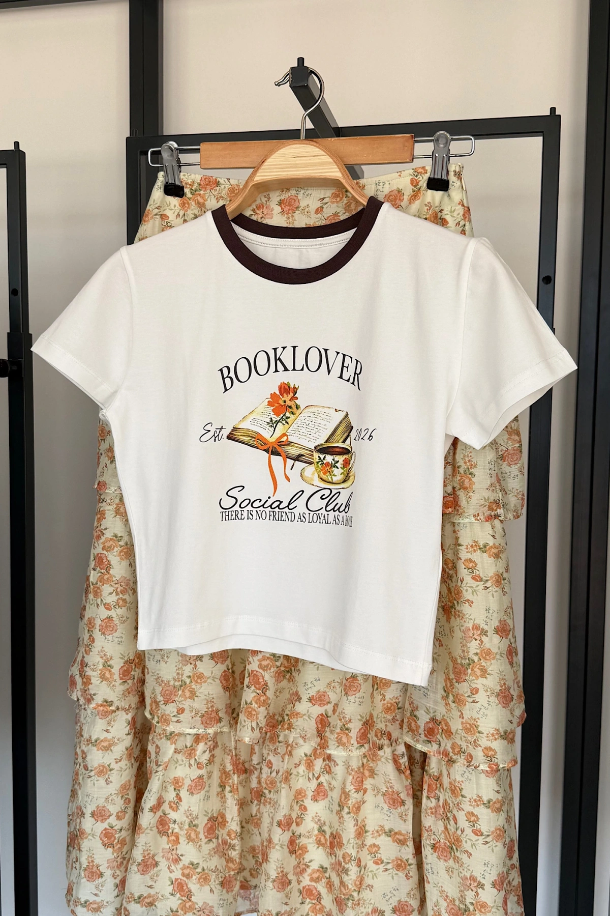 BookLover Baskılı T-Shirt Ekru