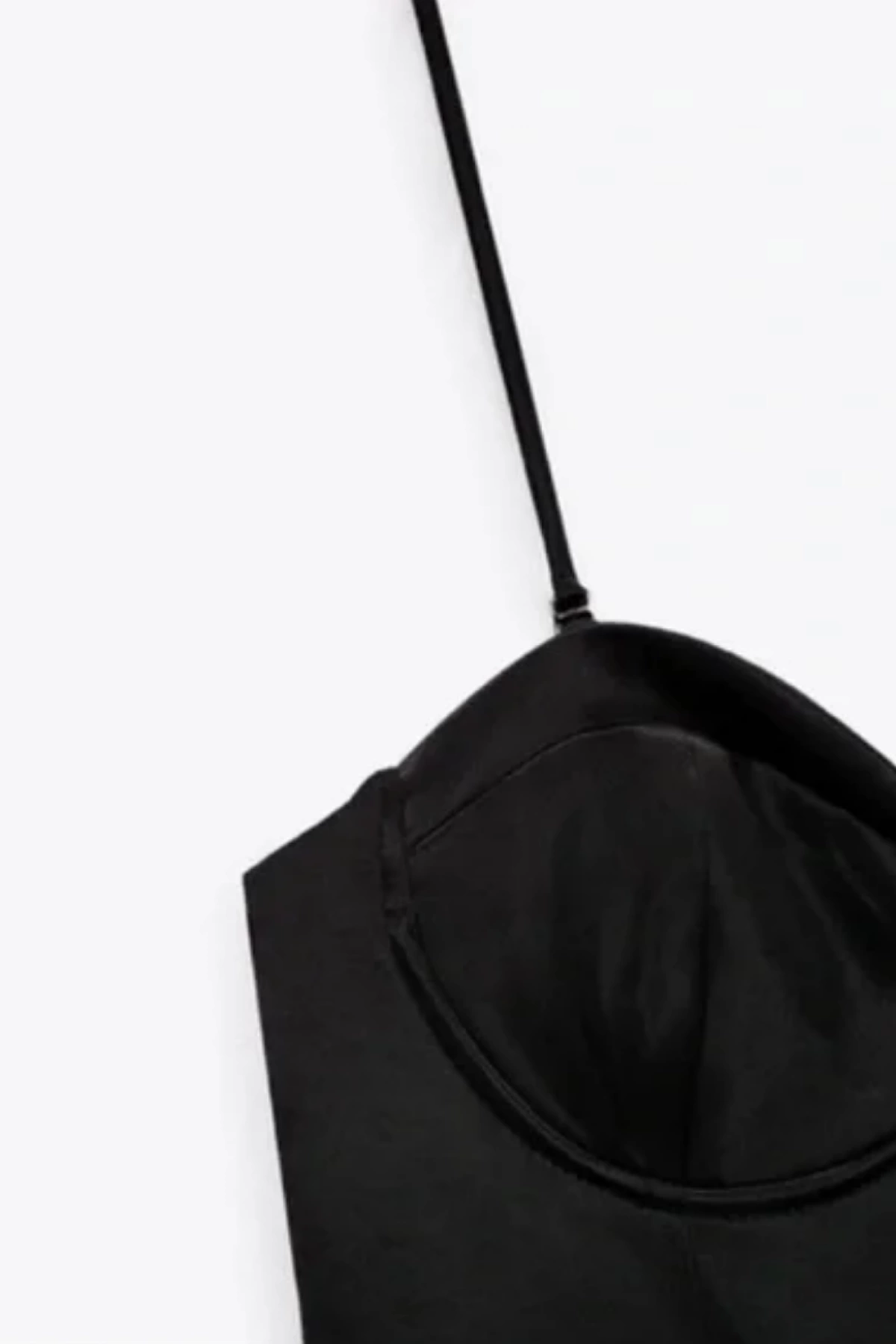 Black Satin Bodysuit with Elevator Strap