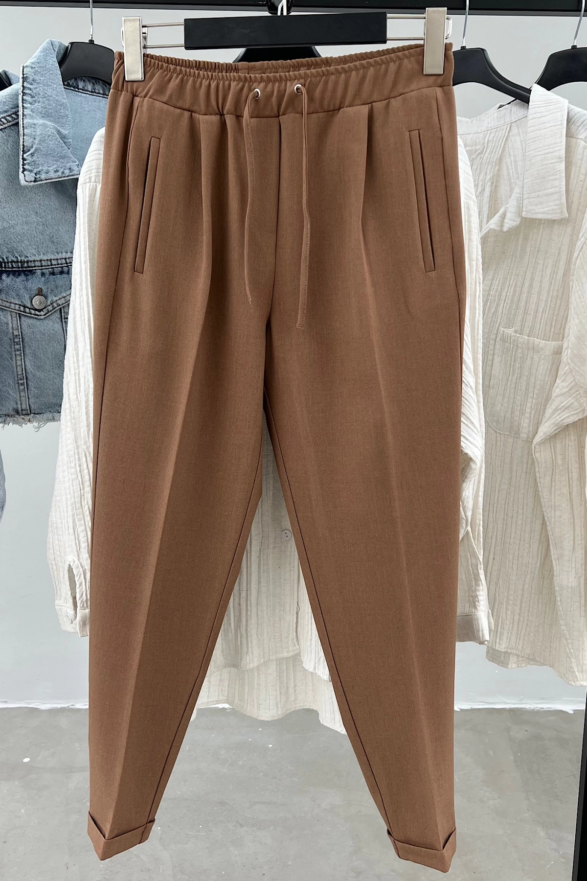 Lace-Up Double Leg Brown Trousers