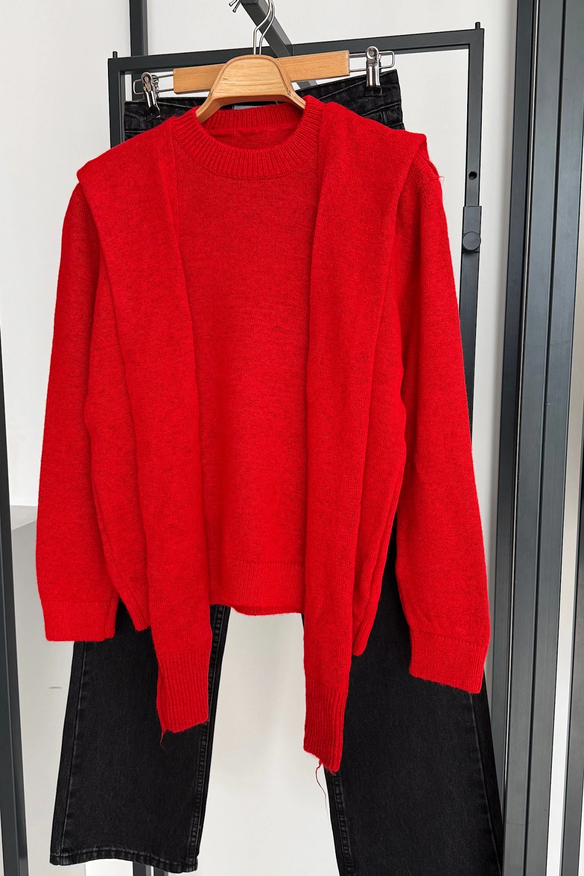 Bağlamalı Kazak Kırmızı