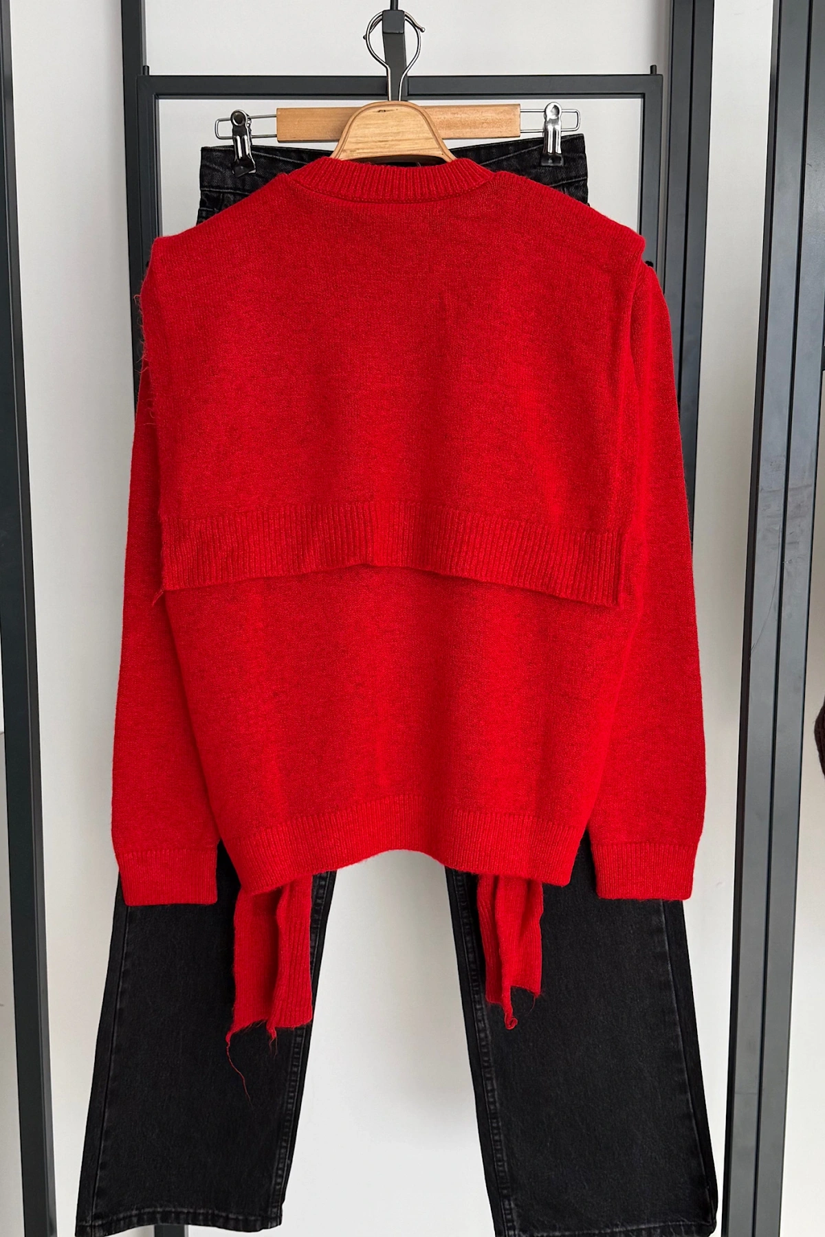 Bağlamalı Kazak Kırmızı