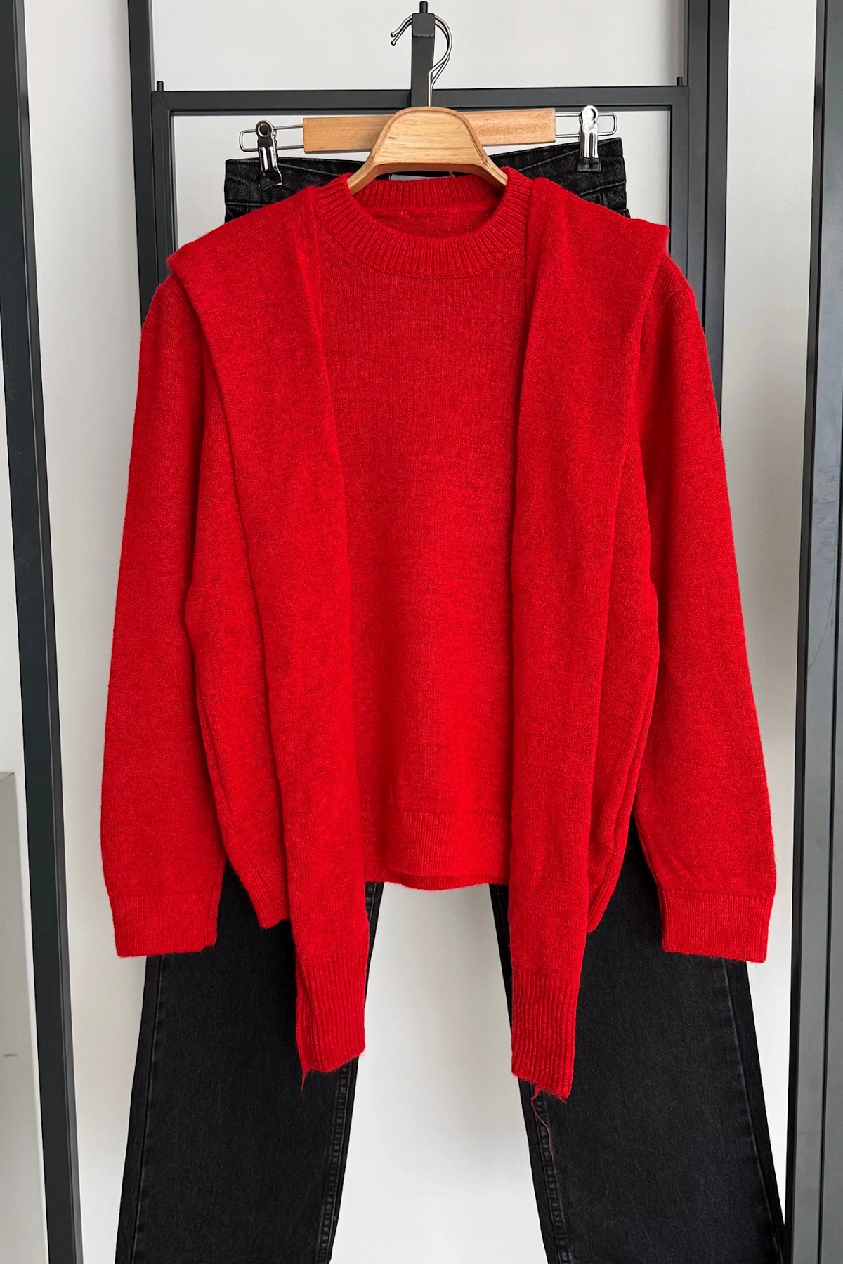 Bağlamalı Kazak Kırmızı