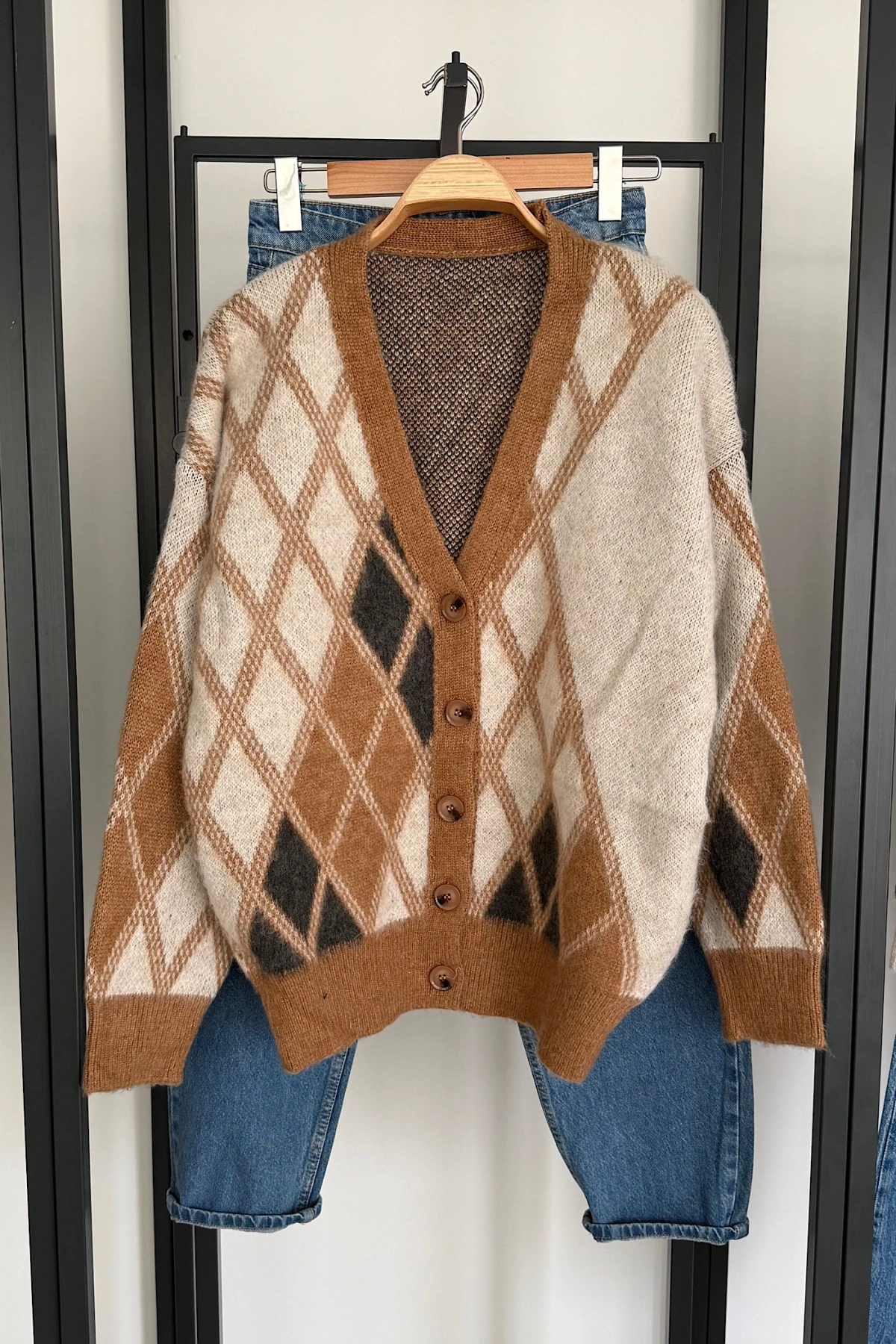 Baklava Desen Hırka Camel