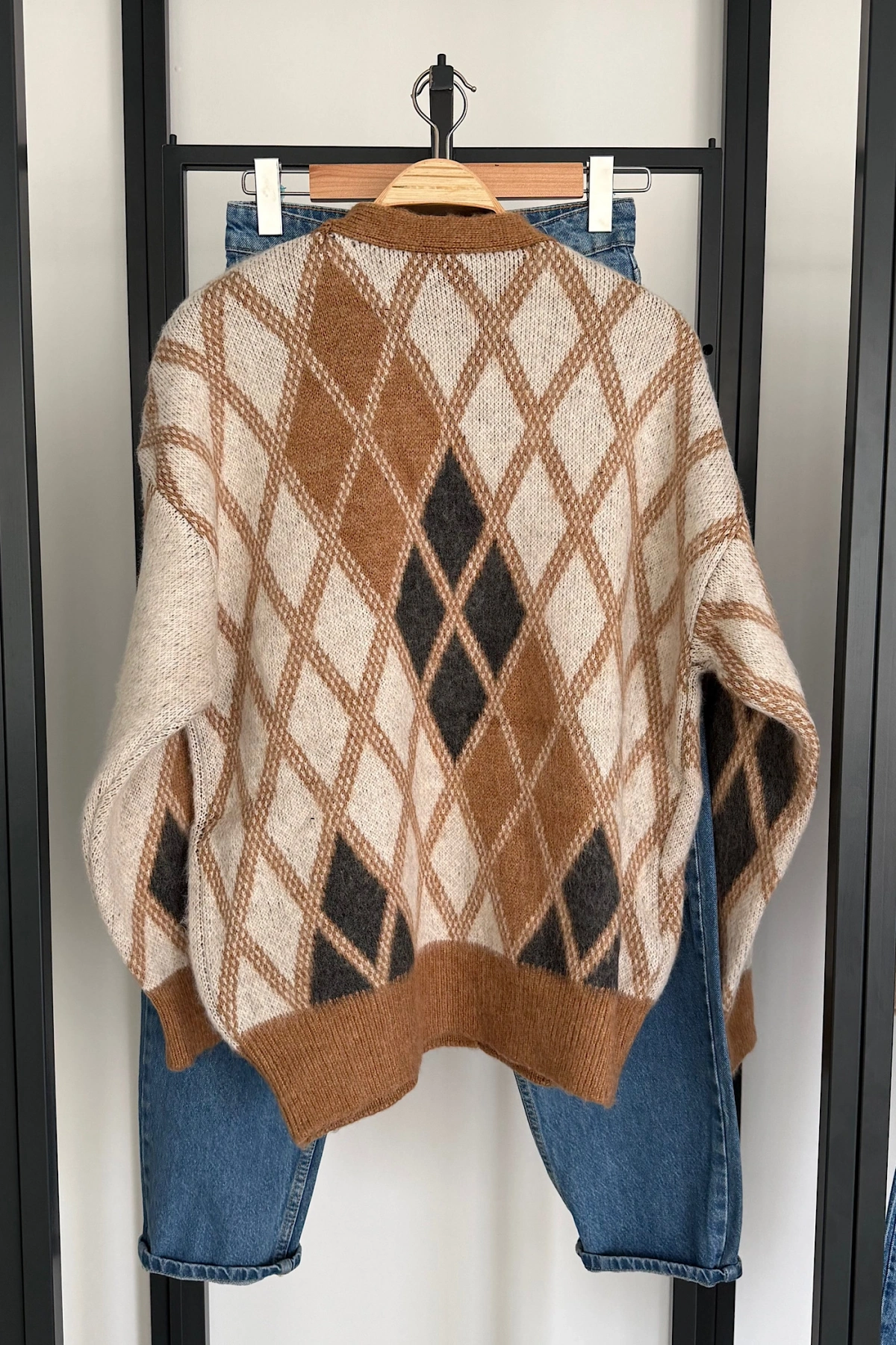 Baklava Desen Hırka Camel