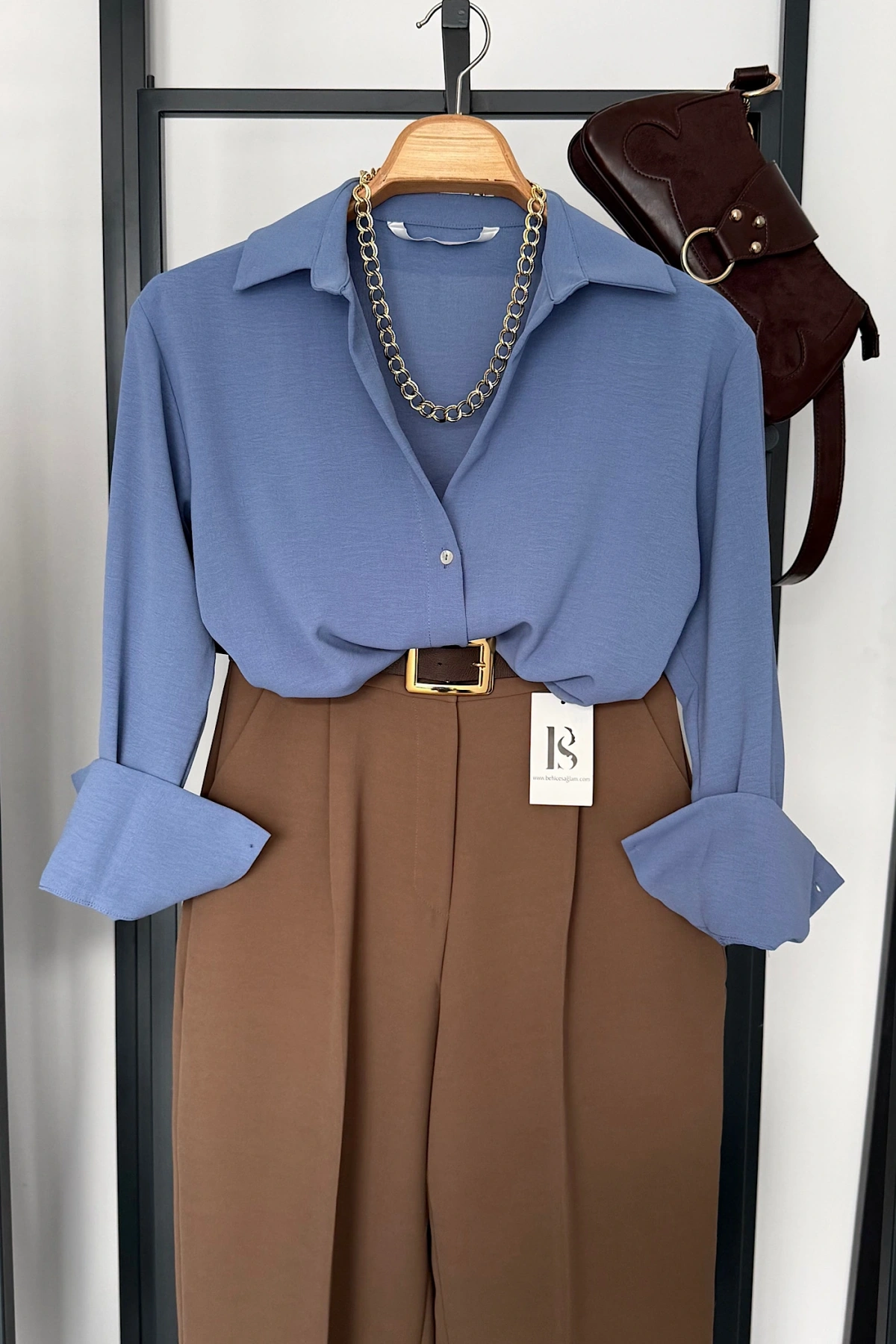 Basic Dokulu Gömlek İndigo