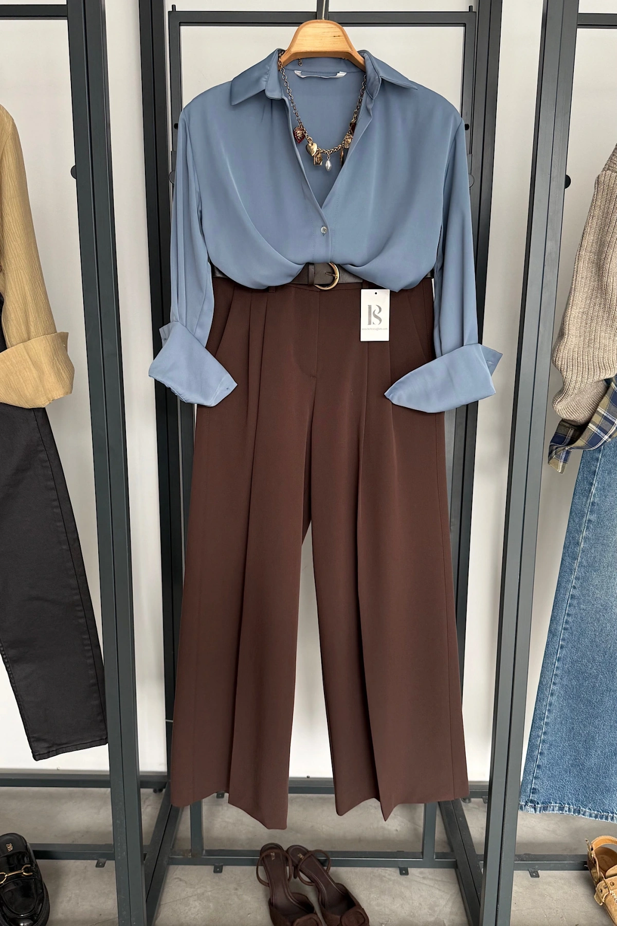 Basic Saten Gömlek İndigo