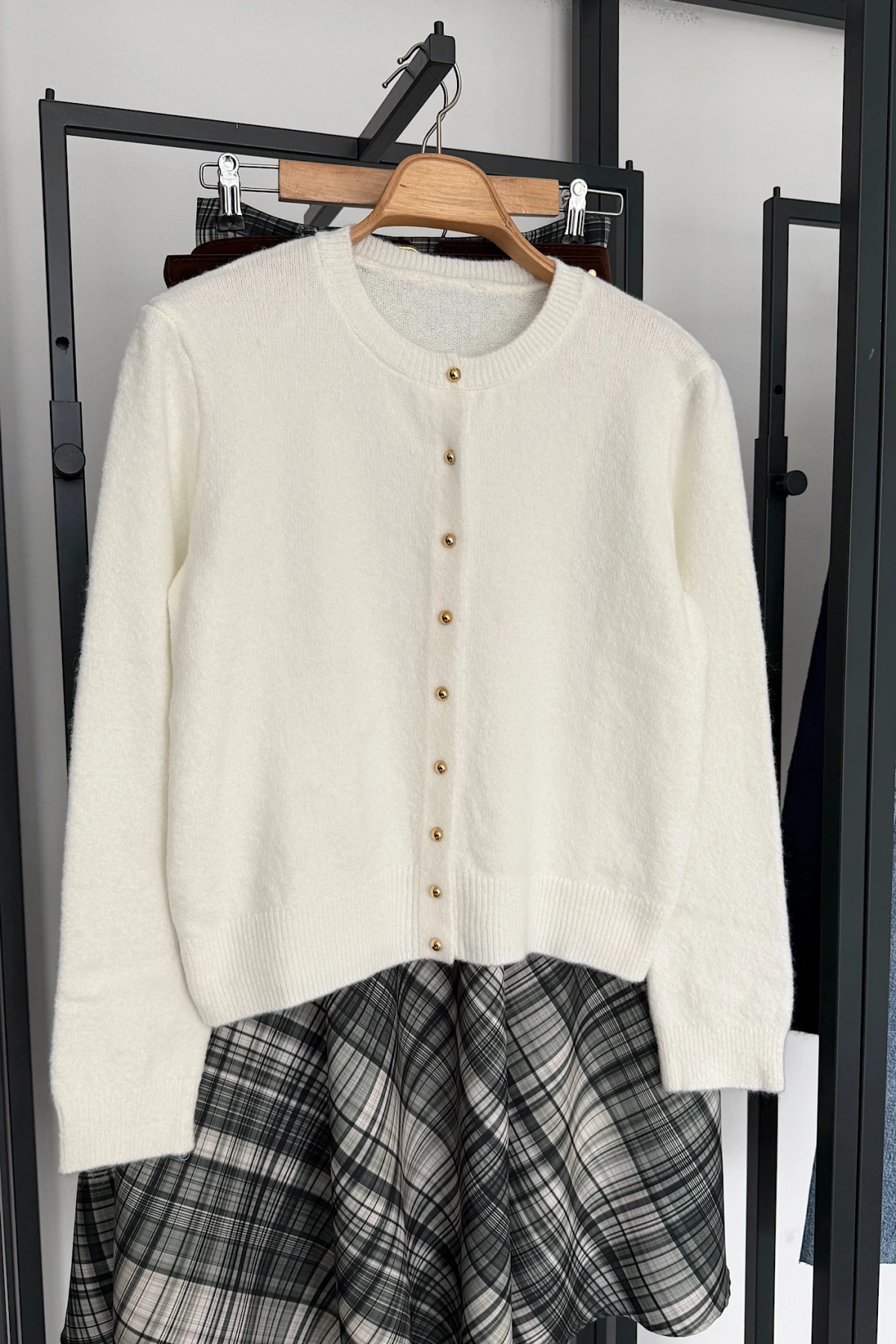 Basic Triko Hırka Ekru