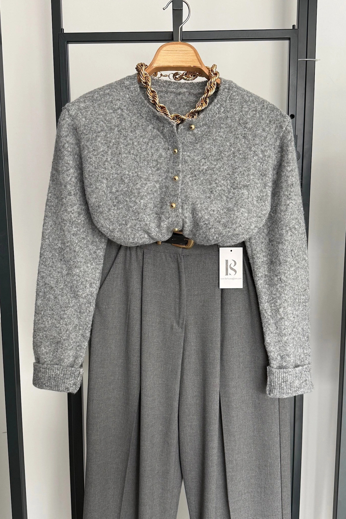 Basic Triko Hırka Gri