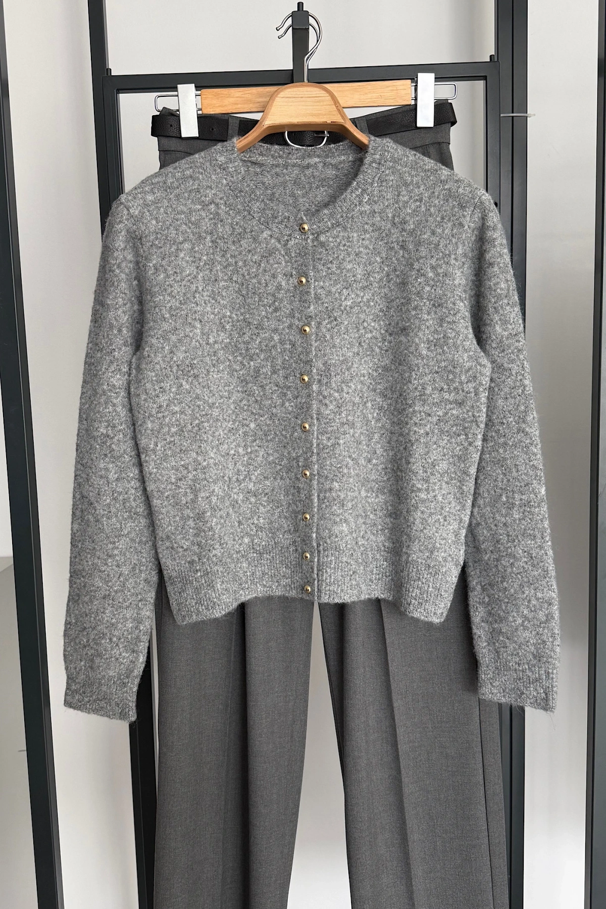 Basic Triko Hırka Gri