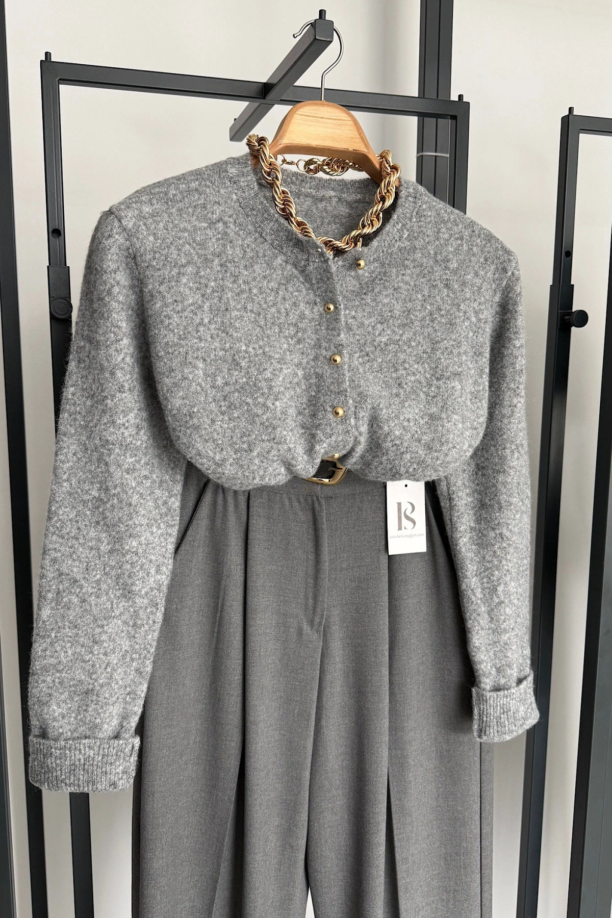 Basic Triko Hırka Gri