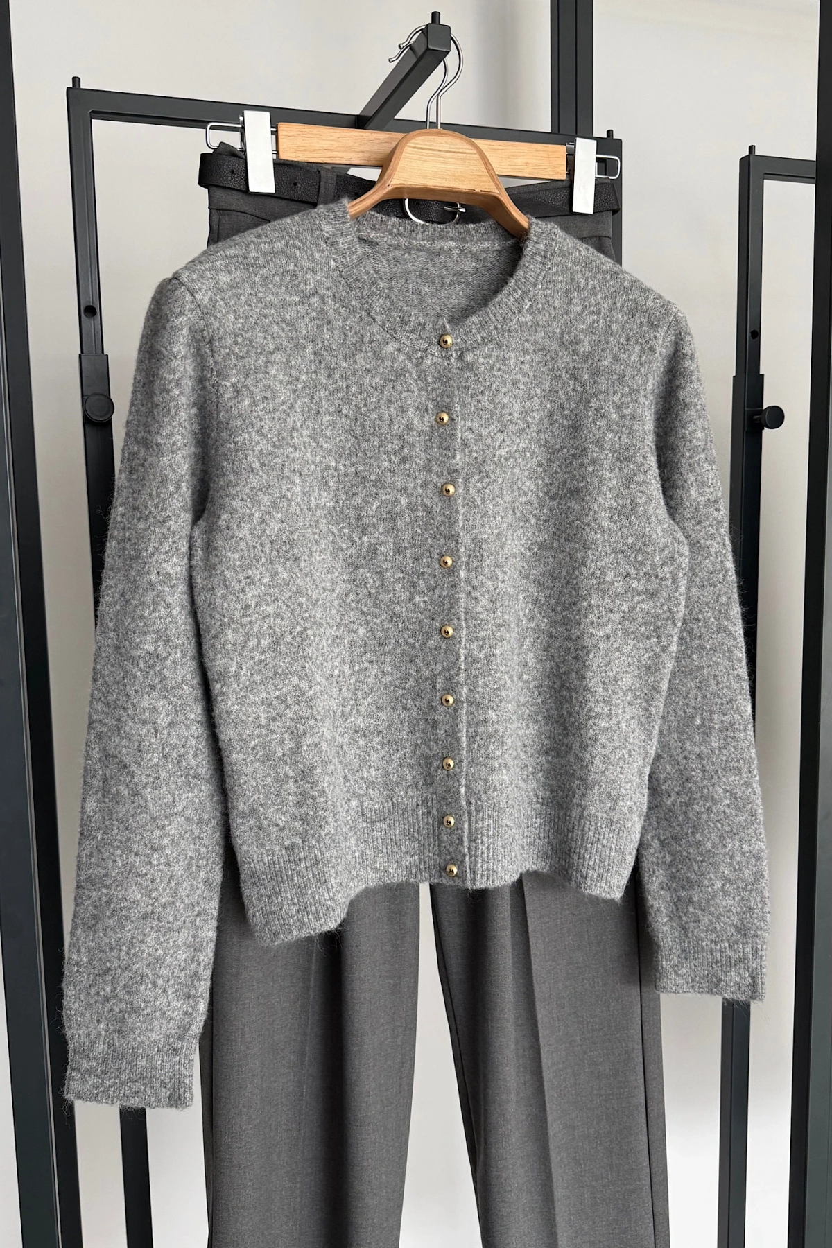 Basic Triko Hırka Gri