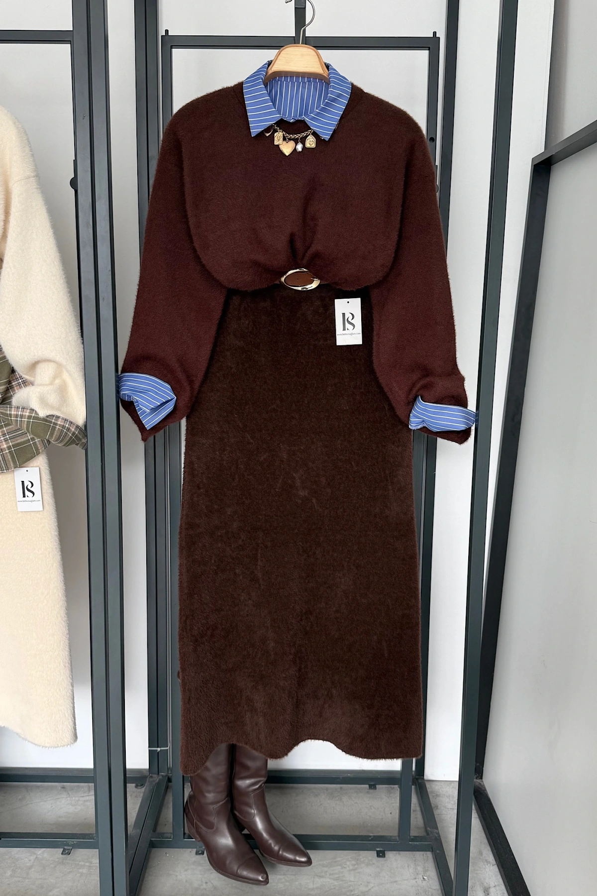 Basic Tüylü Kazak Kahverengi