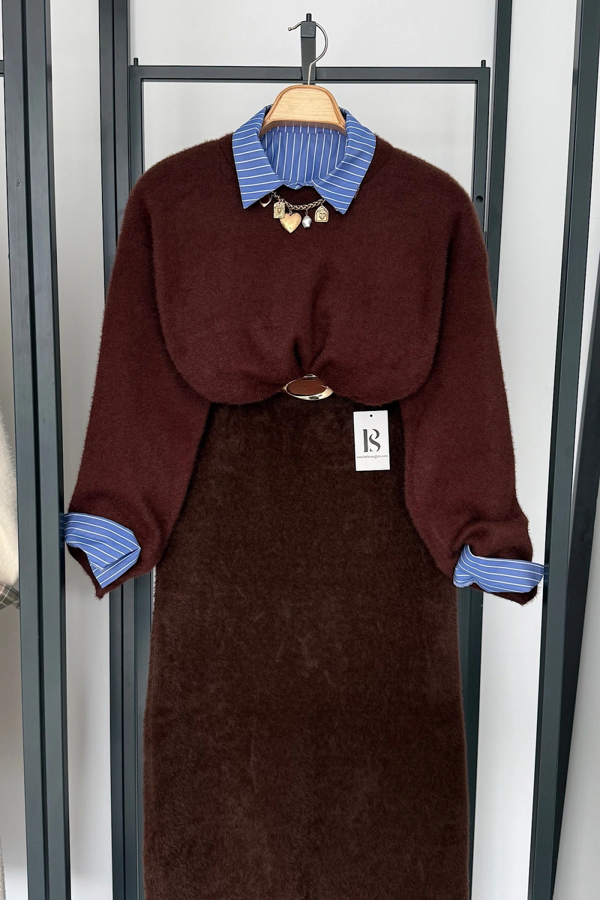 Basic Tüylü Kazak Kahverengi