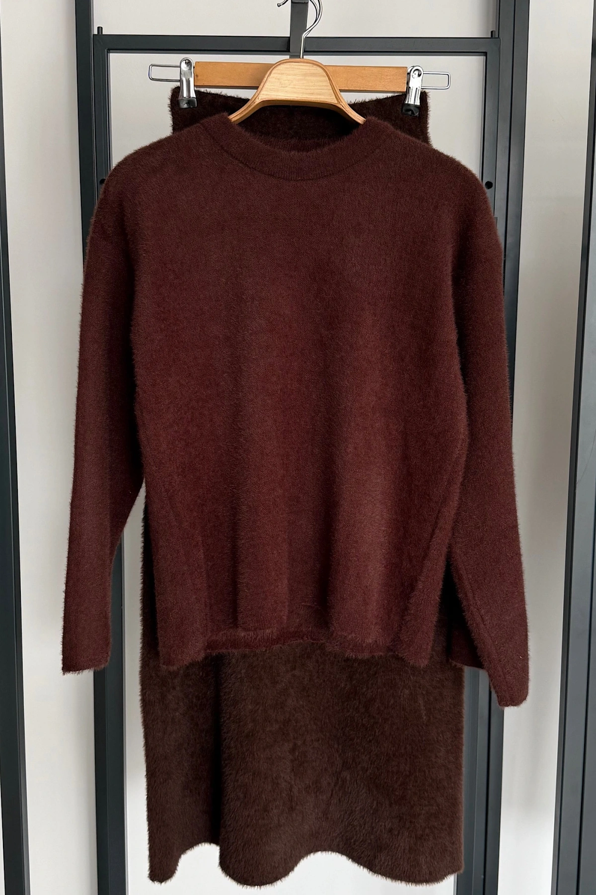 Basic Tüylü Kazak Kahverengi