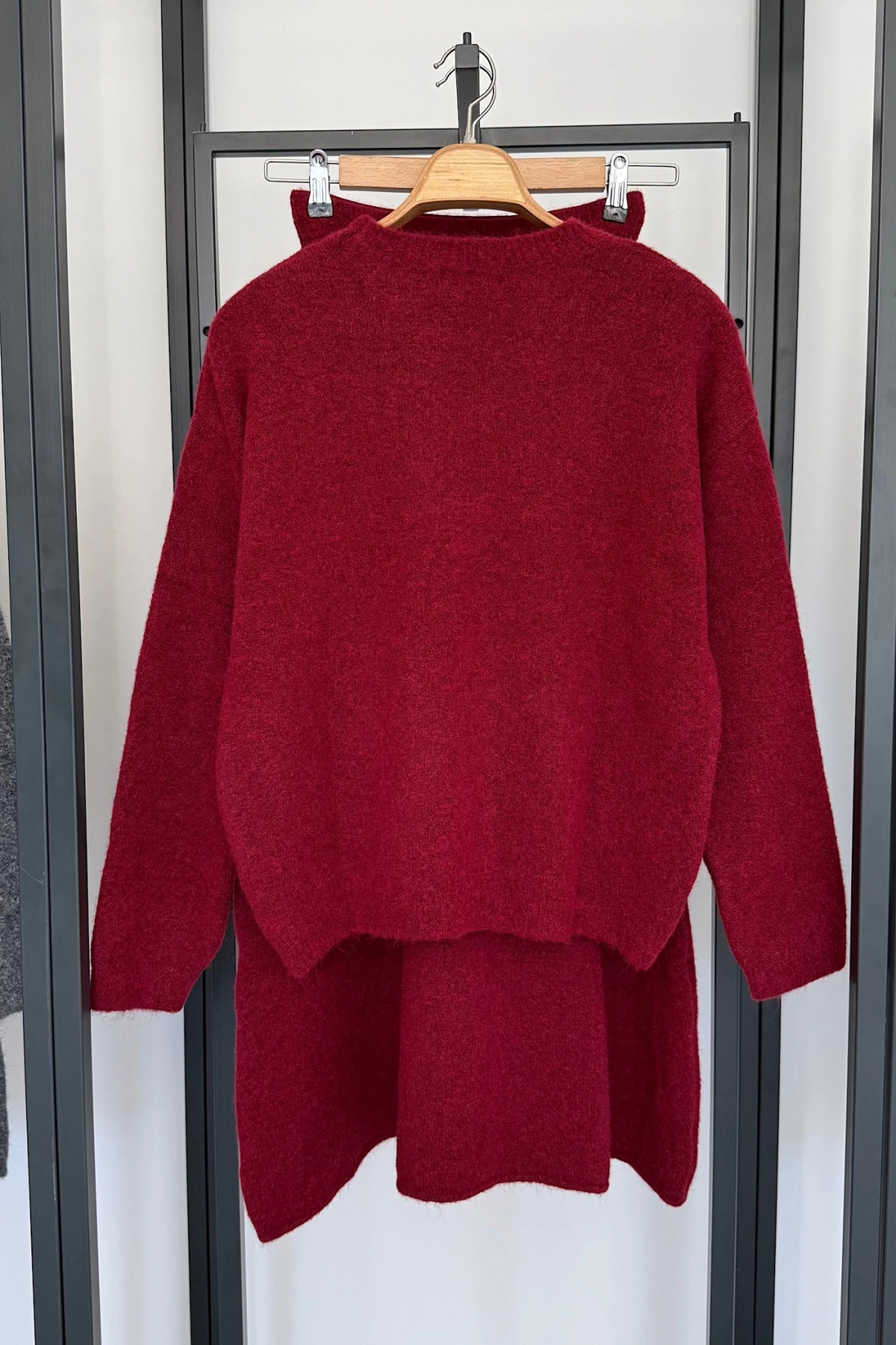 Bisiklet Yaka Çan Etekli Takım Bordo
