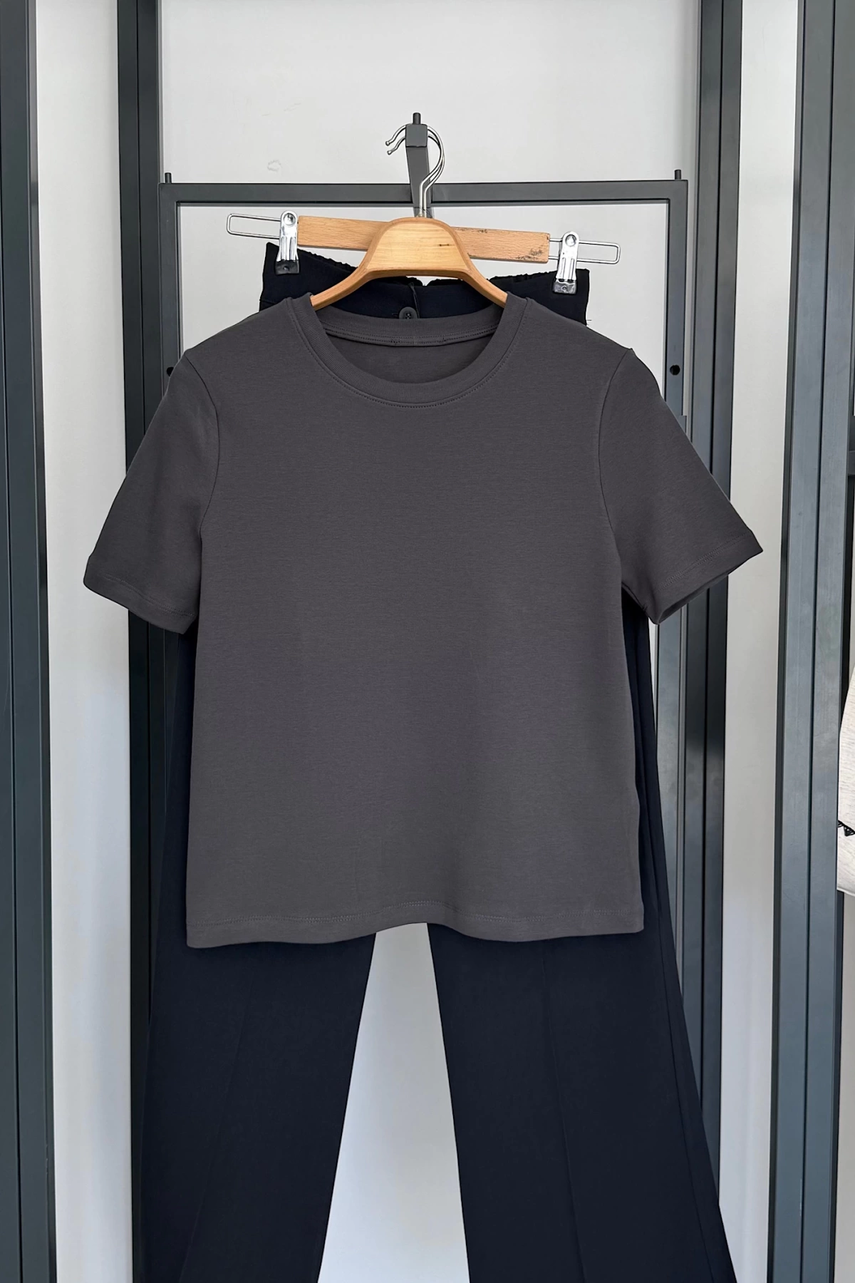 Bisiklet Yaka T-shirt Antrasit