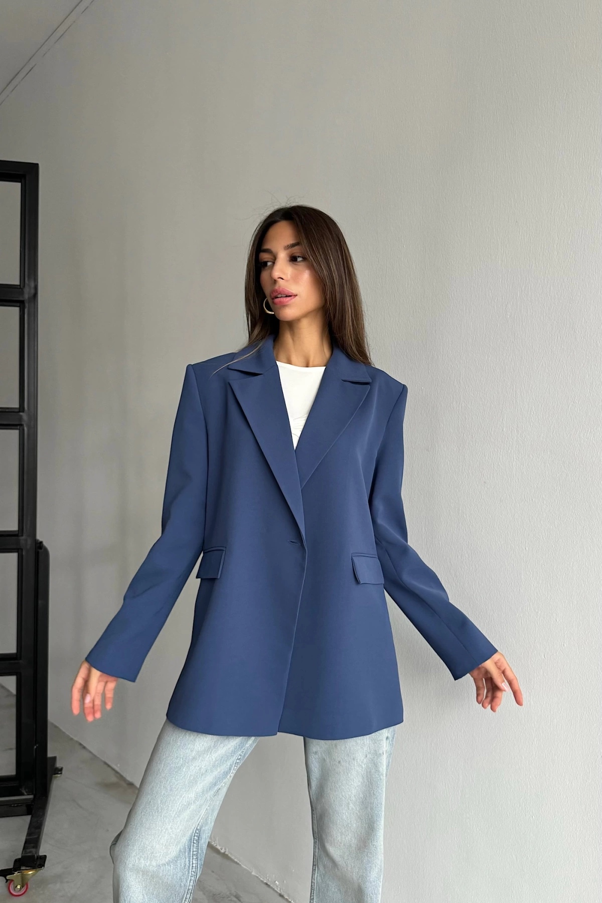 Blazer Tek Düğme Detaylı Ceket