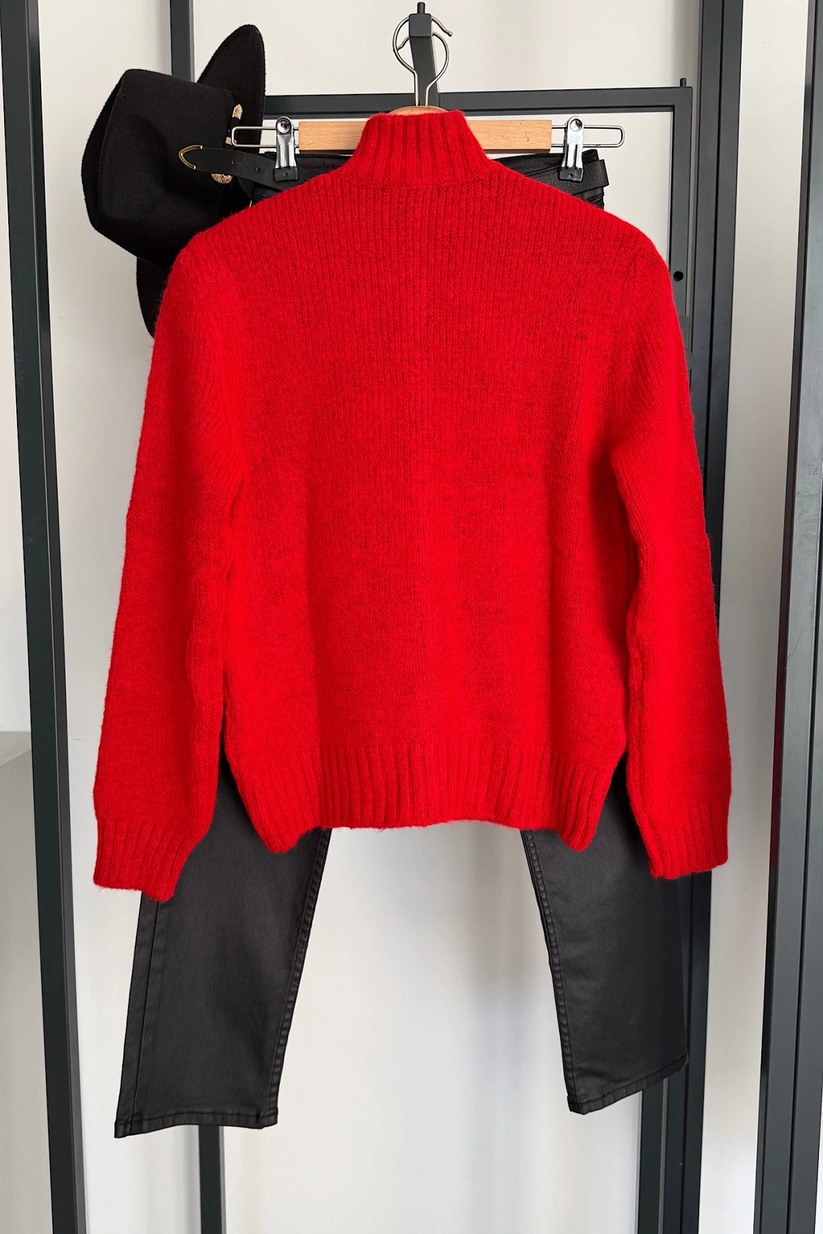 Boğazlı Hırka Kırmızı