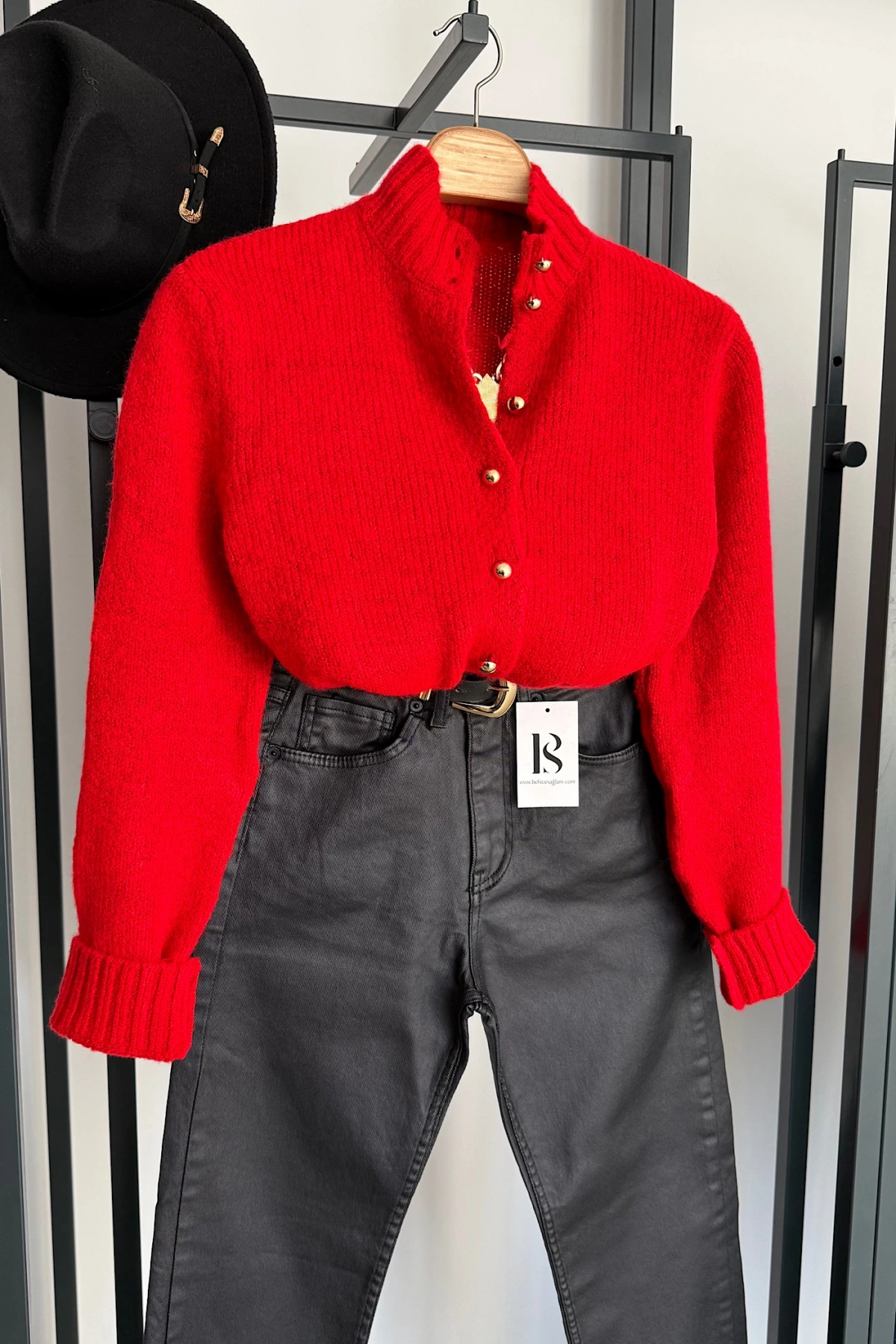 Boğazlı Hırka Kırmızı