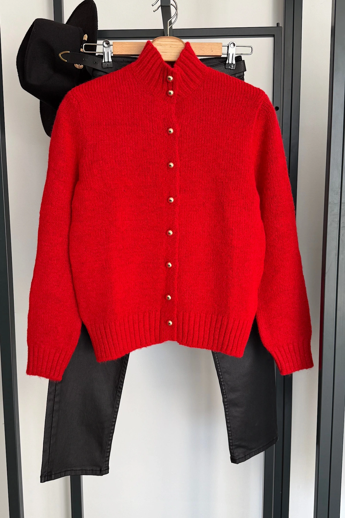 Boğazlı Hırka Kırmızı