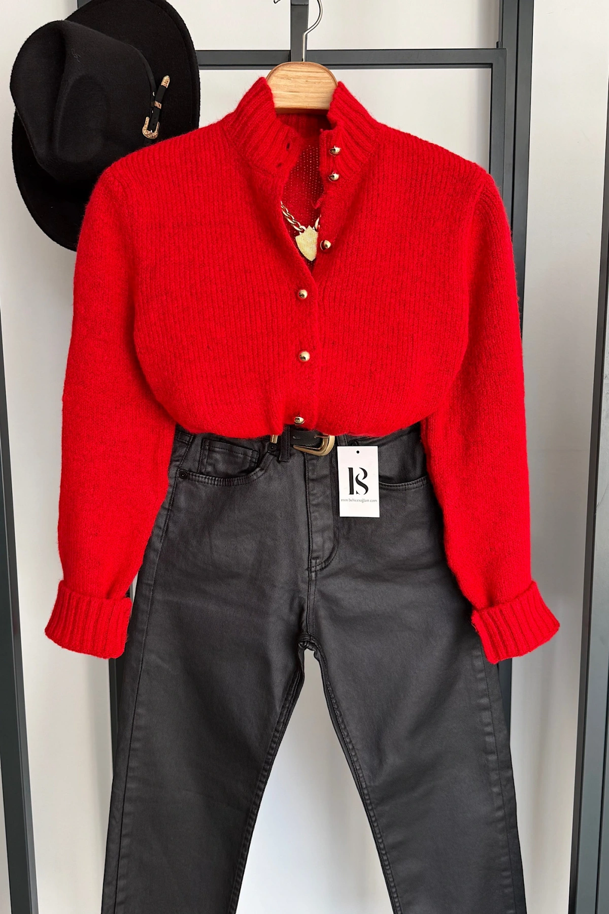 Boğazlı Hırka Kırmızı