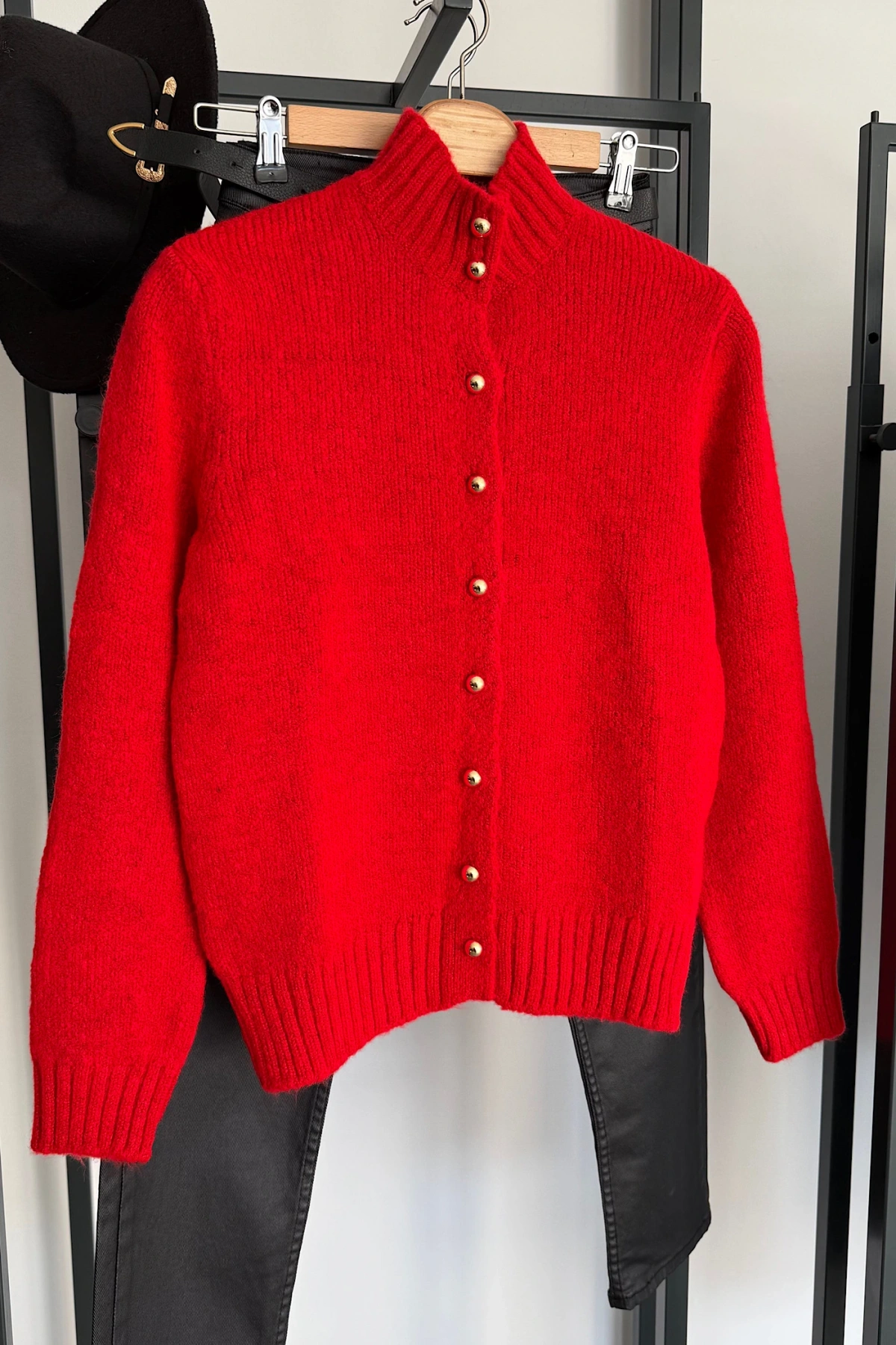 Boğazlı Hırka Kırmızı