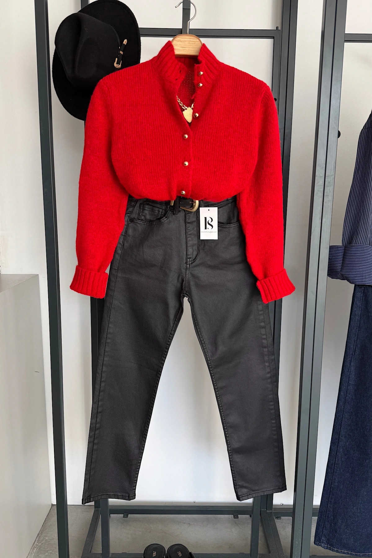 Boğazlı Hırka Kırmızı