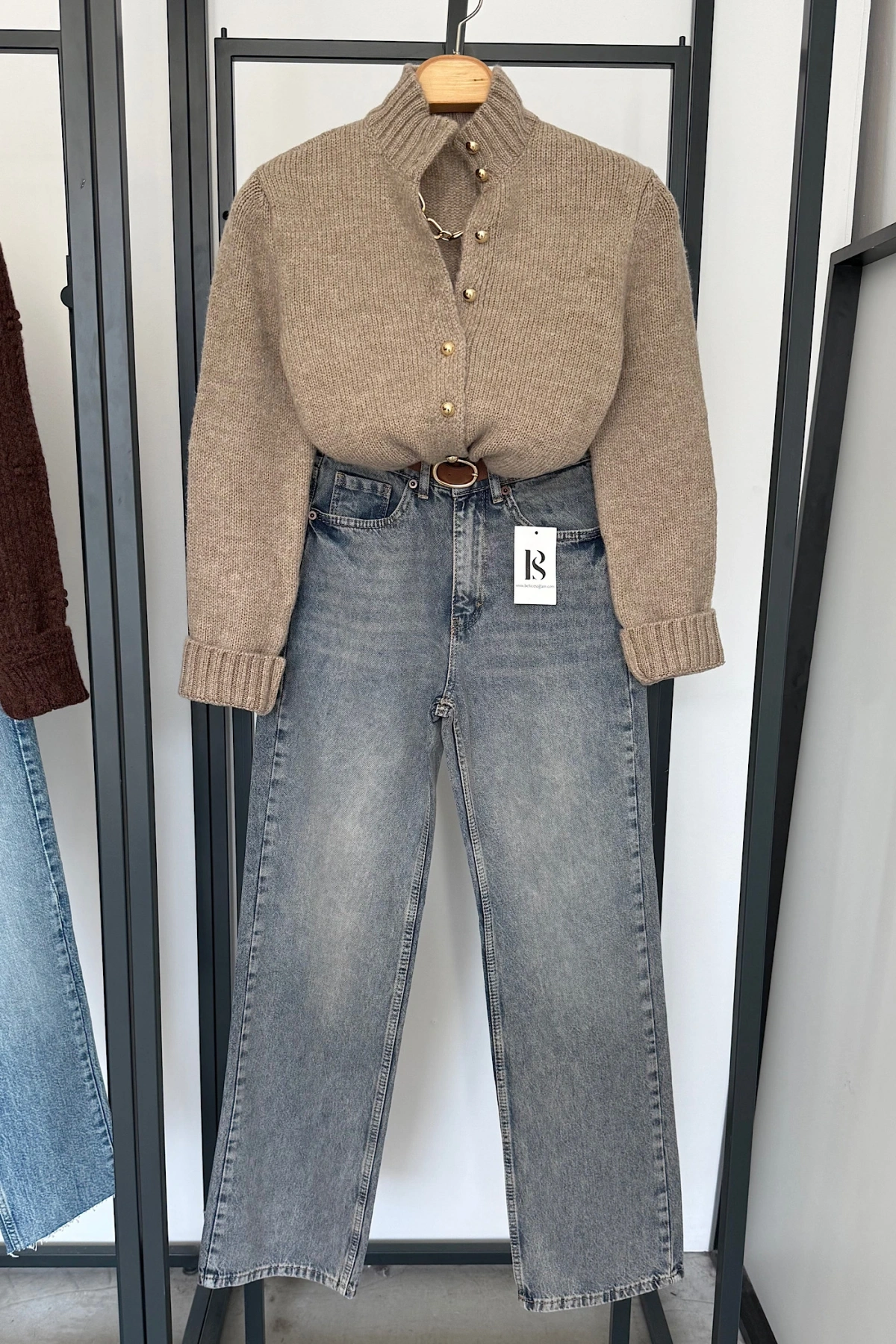 Boğazlı Hırka Vizon