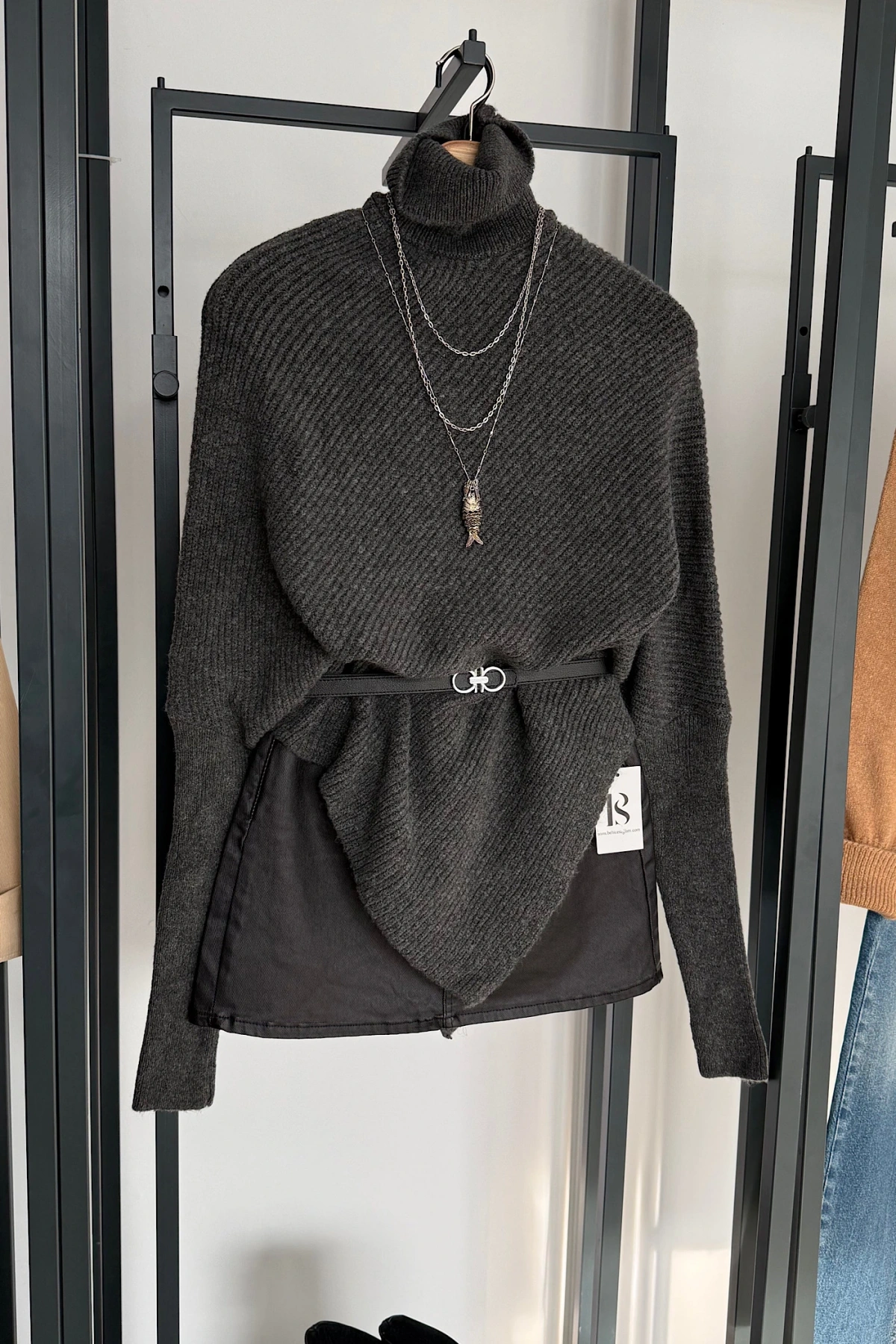 Boğazlı Triko Kazak Antrasit