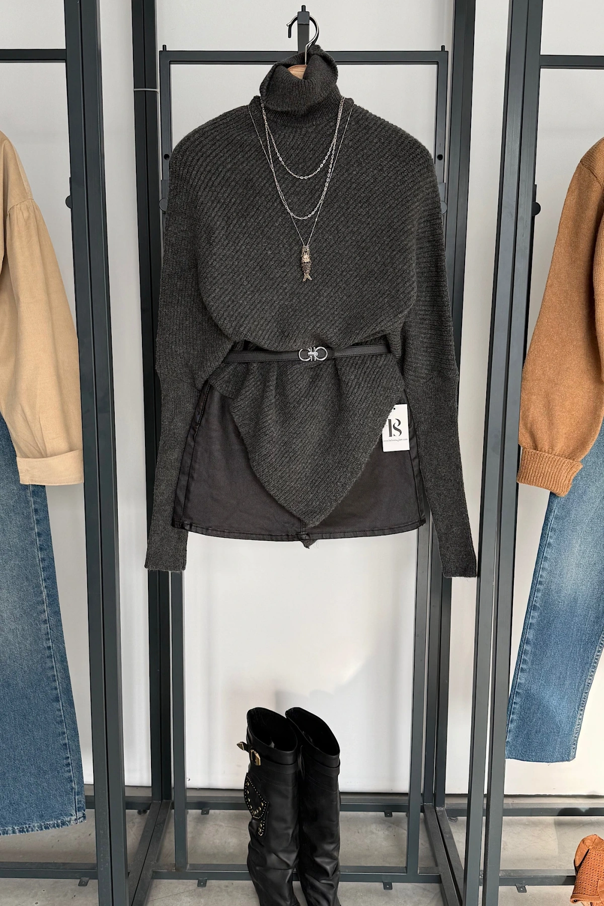 Boğazlı Triko Kazak Antrasit