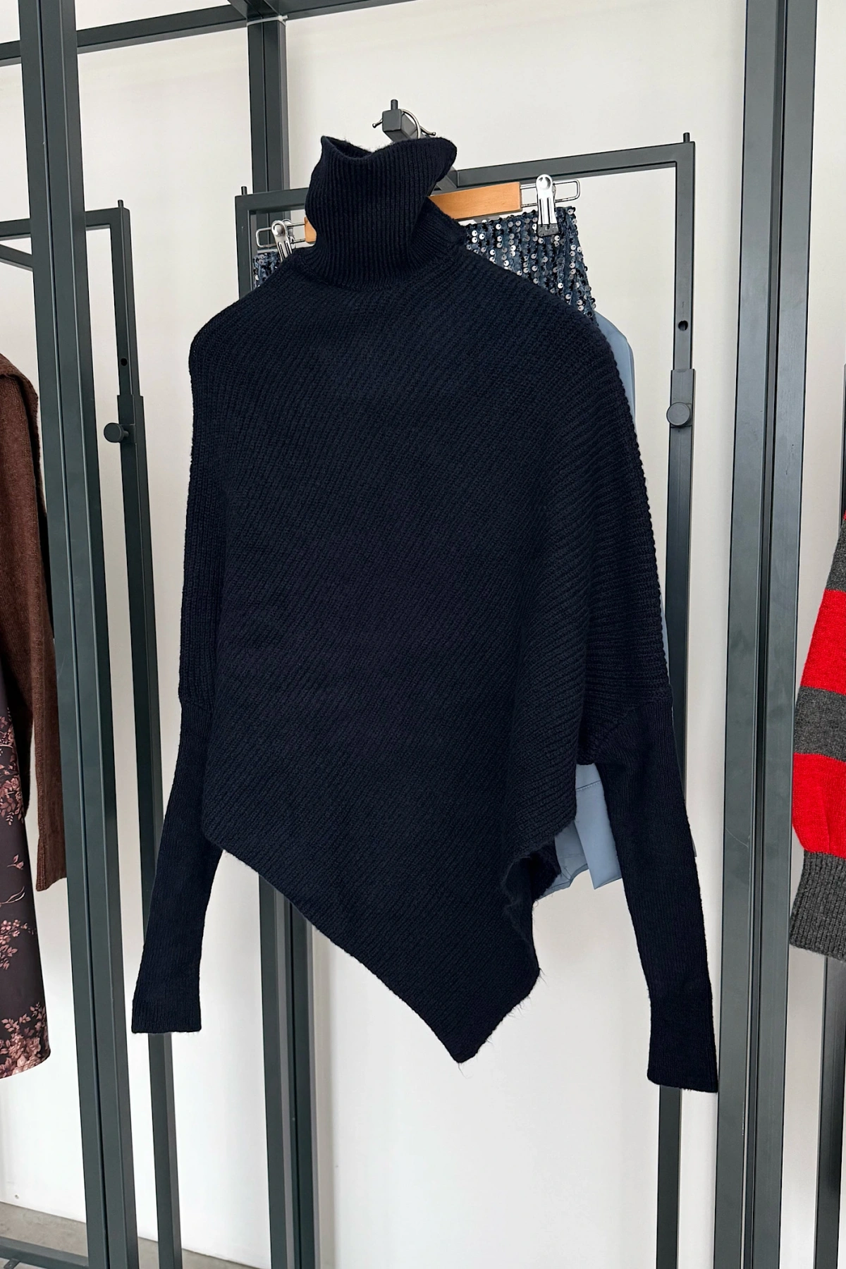 Boğazlı Triko Kazak Lacivert