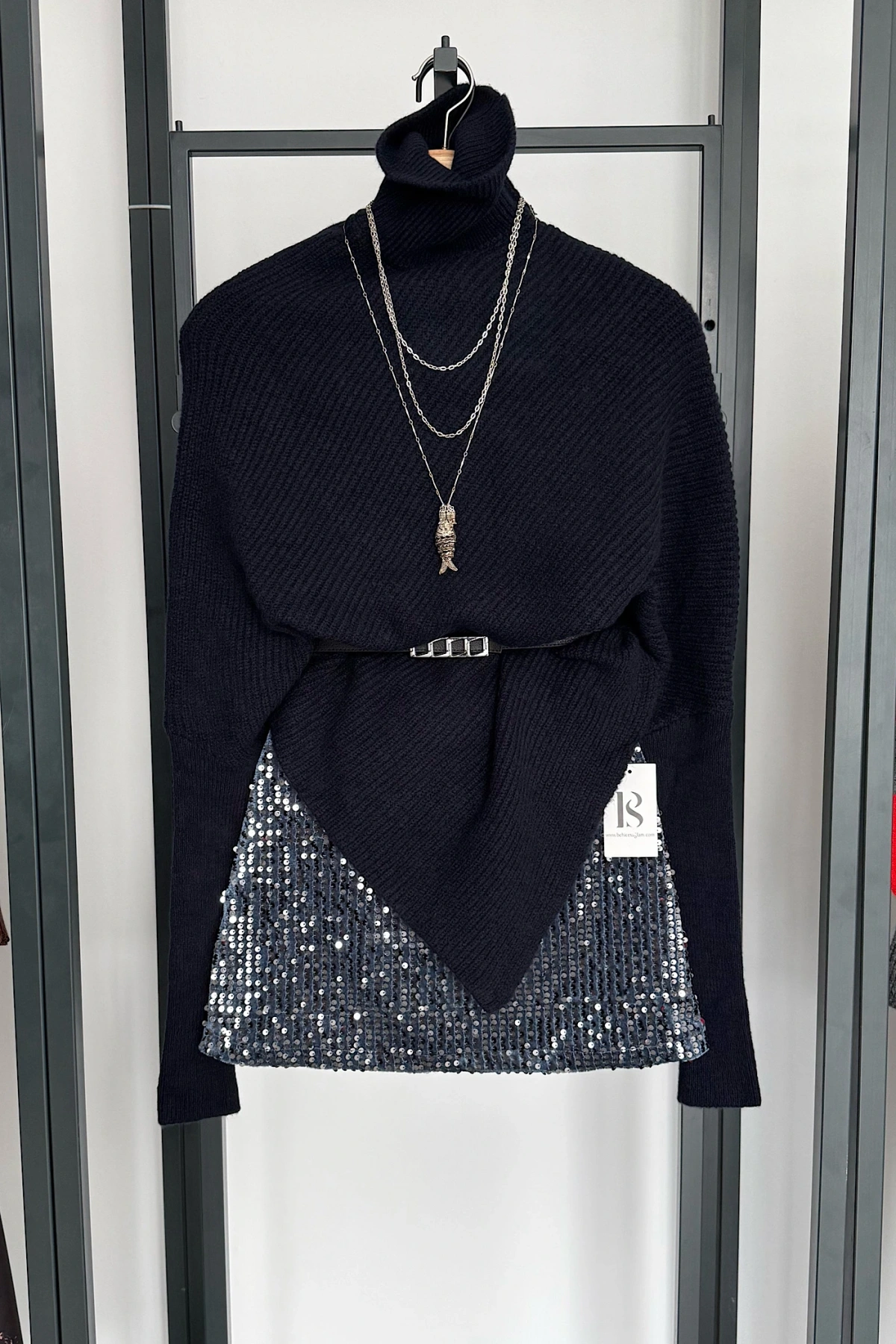 Boğazlı Triko Kazak Lacivert