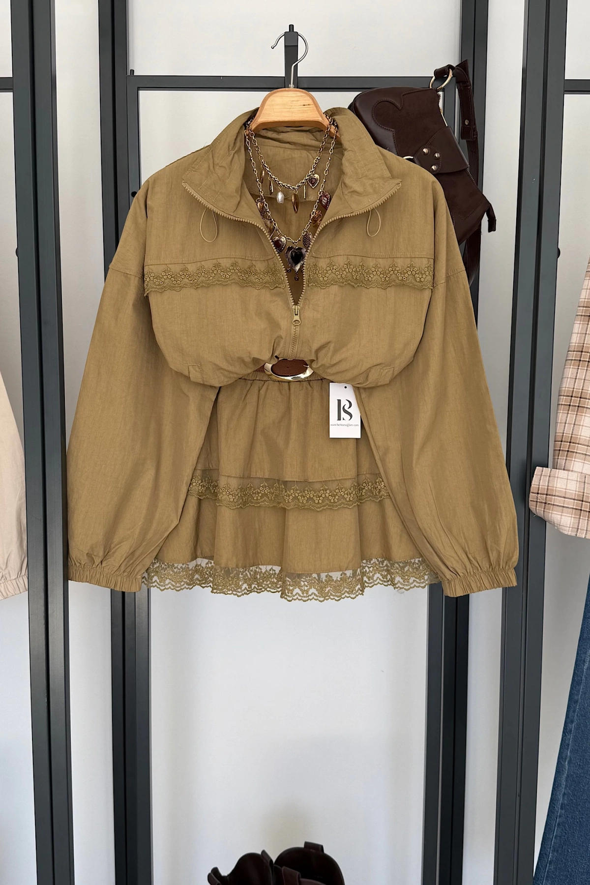 Bomber Ceket Etekli Takım Olive