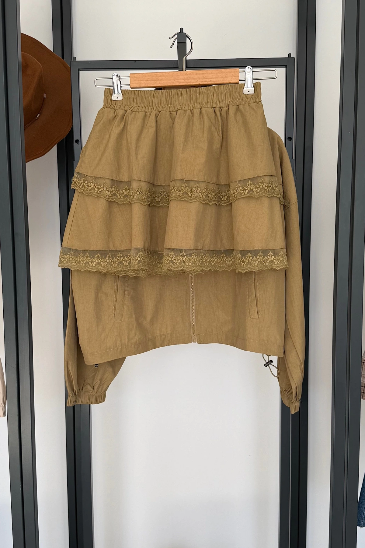 Bomber Ceket Etekli Takım Olive