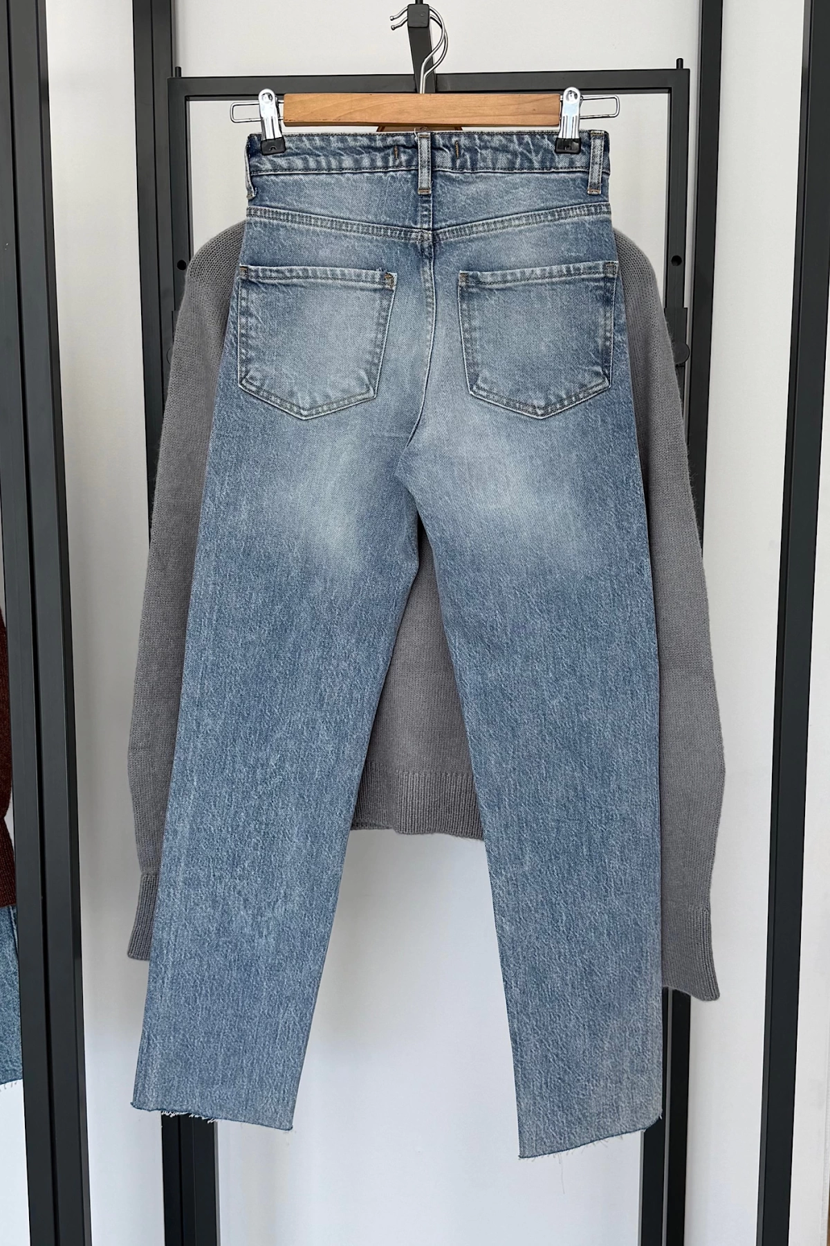 Boyfit Kesik Jean Açık Mavi