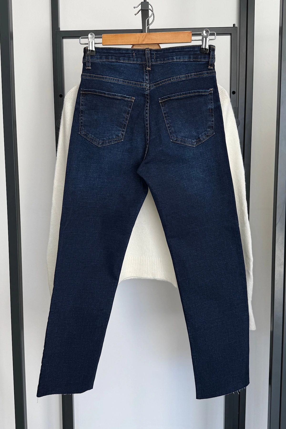 Boyfit Kesik Jean Lacivert