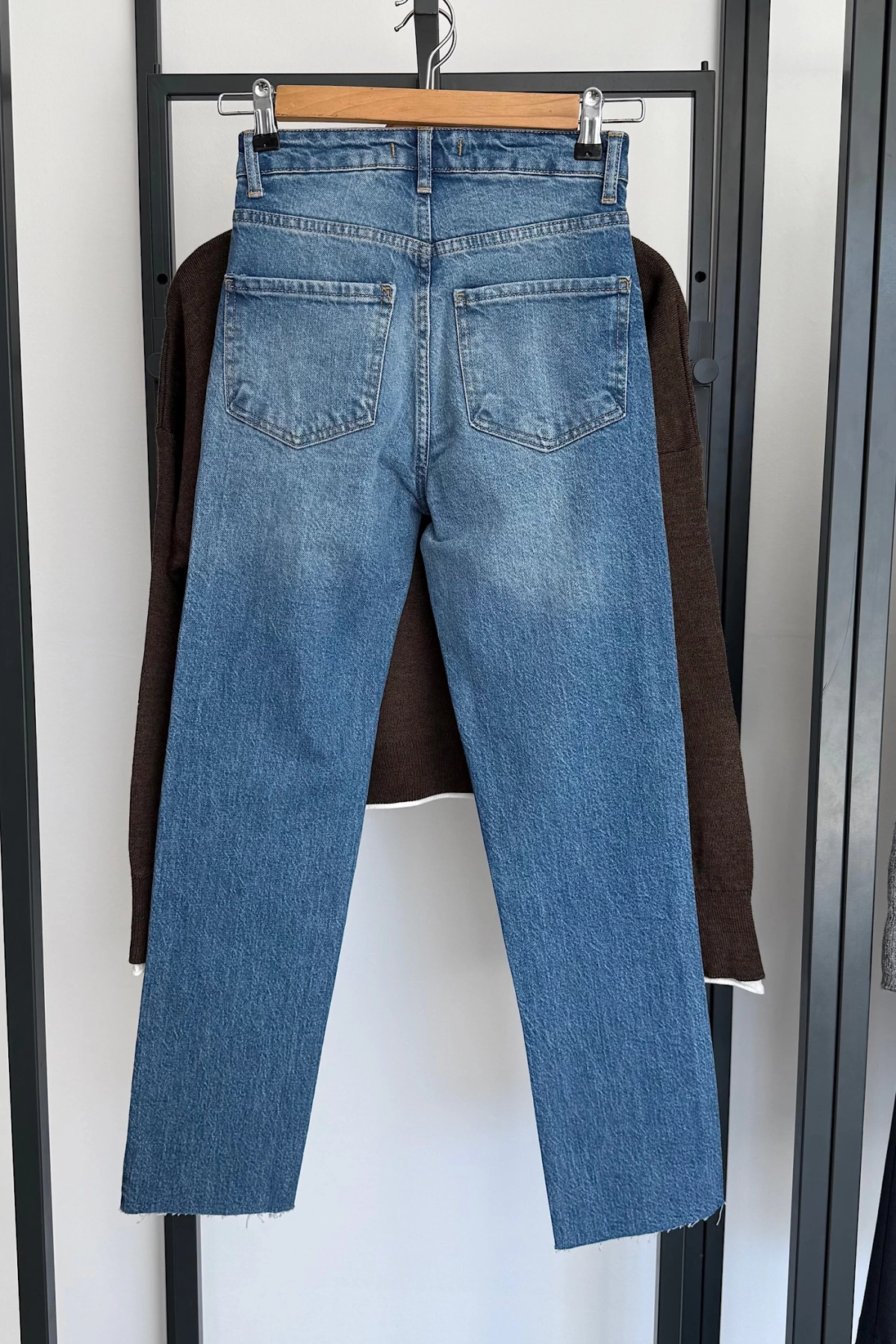 Boyfit Kesik Jean Mavi