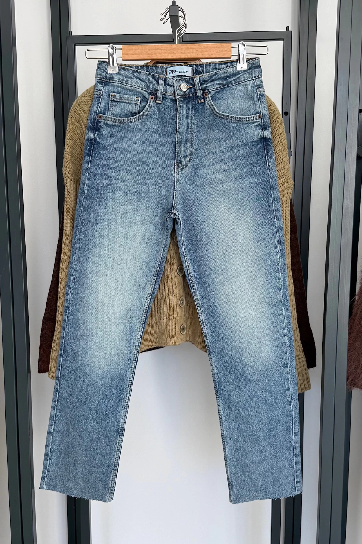 Boyfit Kesik Jean Mavi Yıkamalı
