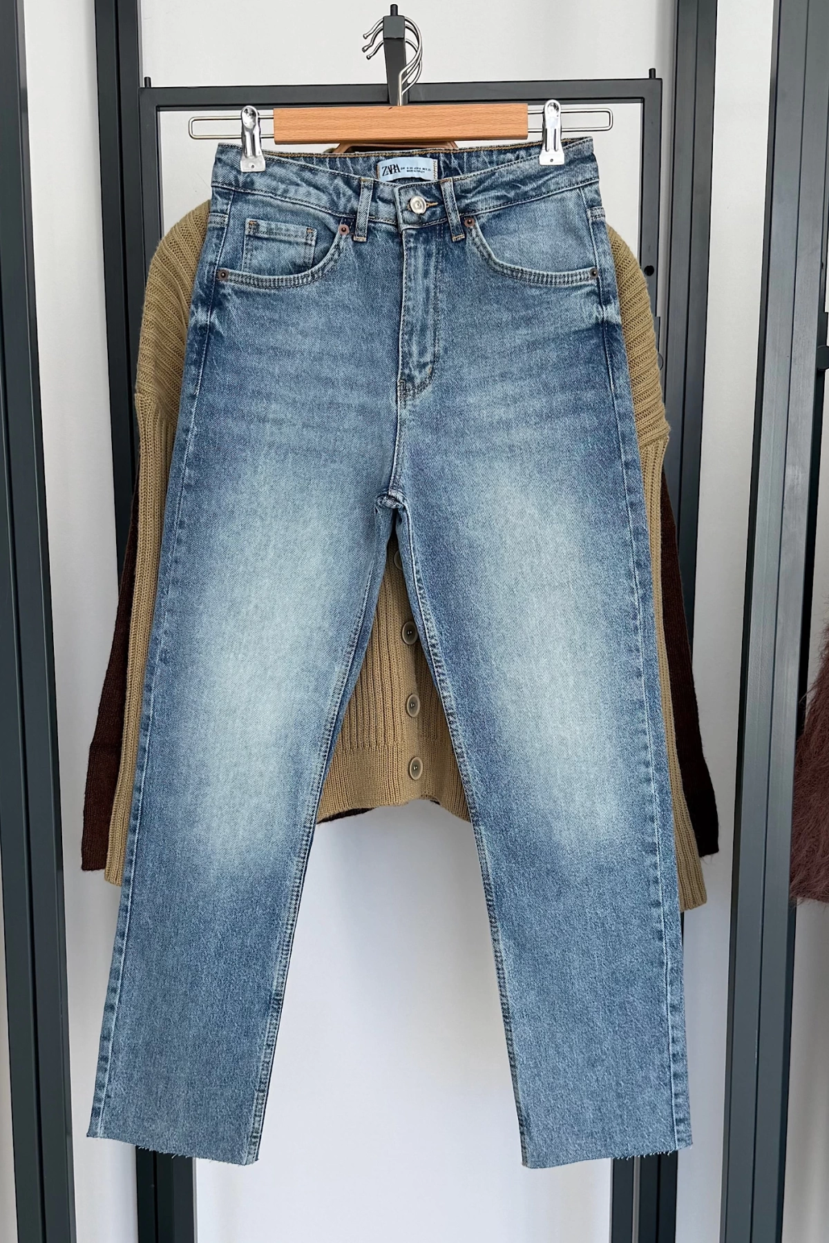 Boyfit Kesik Jean Mavi Yıkamalı