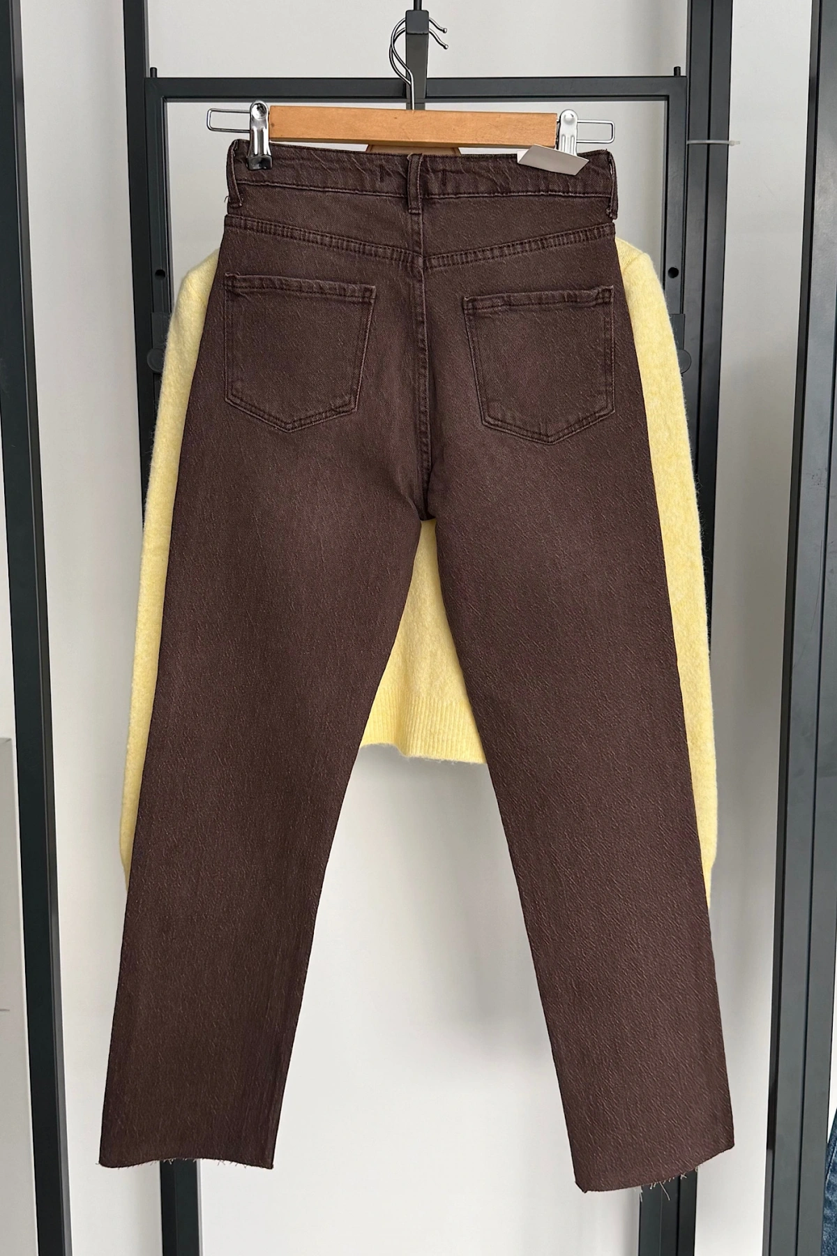 Boyfit Kesik Paça Jean Kahverengi