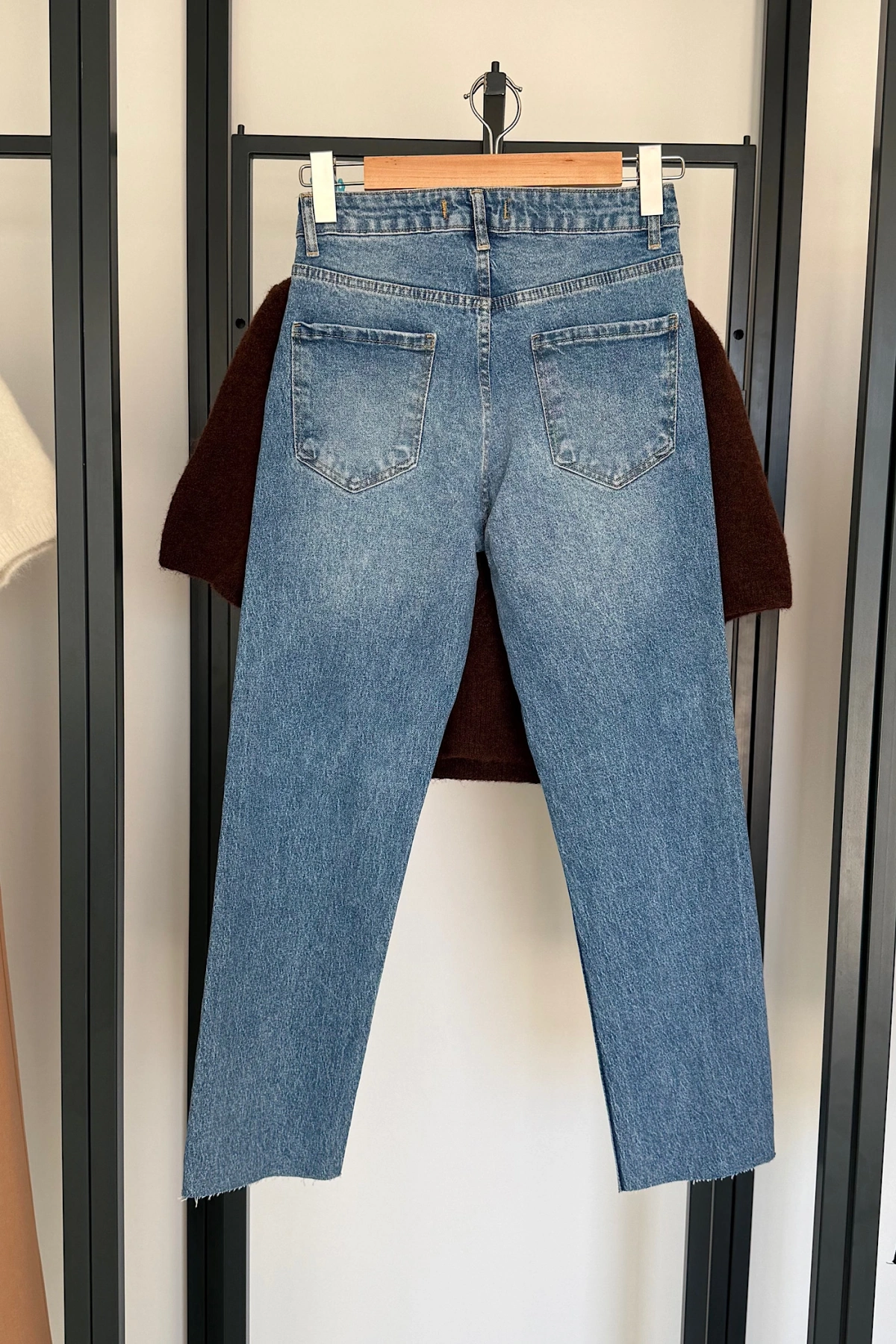 Boyfit Kesik Paça Jean Mavi