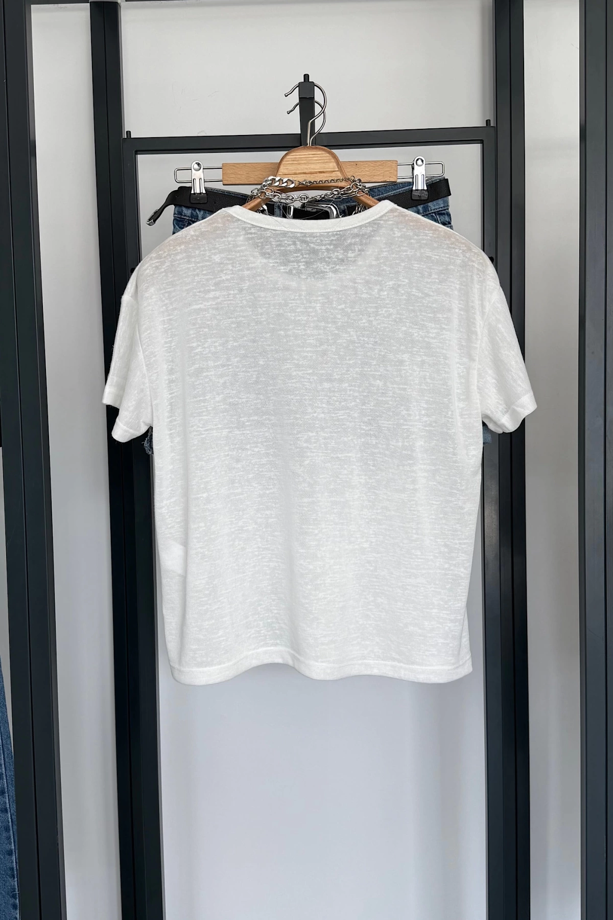 Bs Collection Bisiklet Yaka T-Shirt Ekru