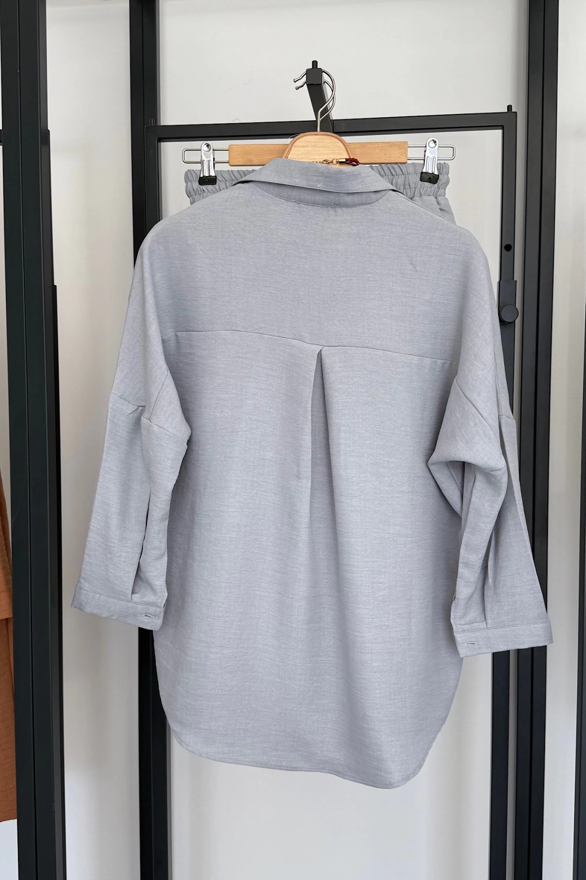 BS Collection Keten Şortlu Takım Gri