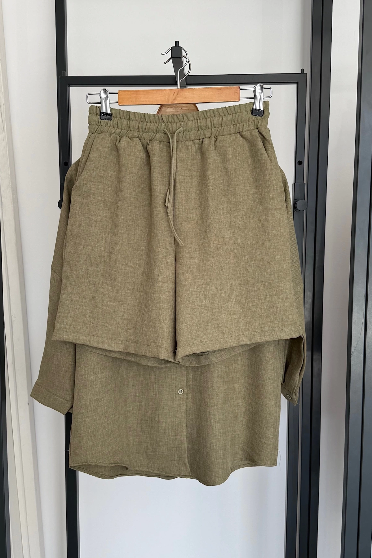 BS Collection Keten Şortlu Takım Haki