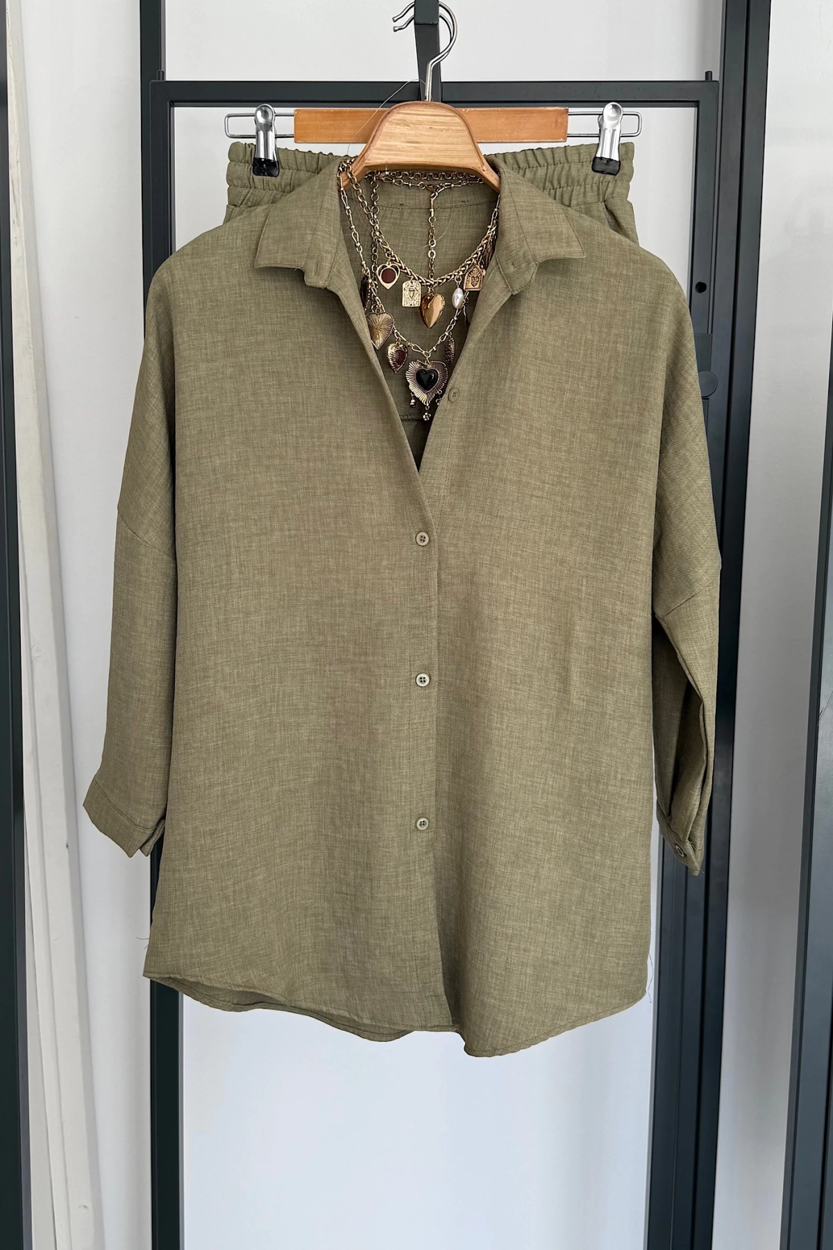 BS Collection Keten Şortlu Takım Haki